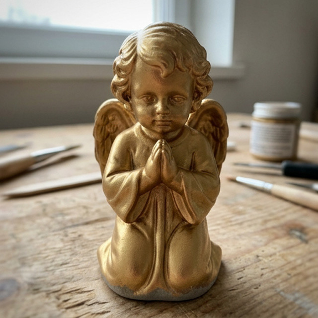 Composite Mineral Stone — Finished with a matte gold metallic coating.