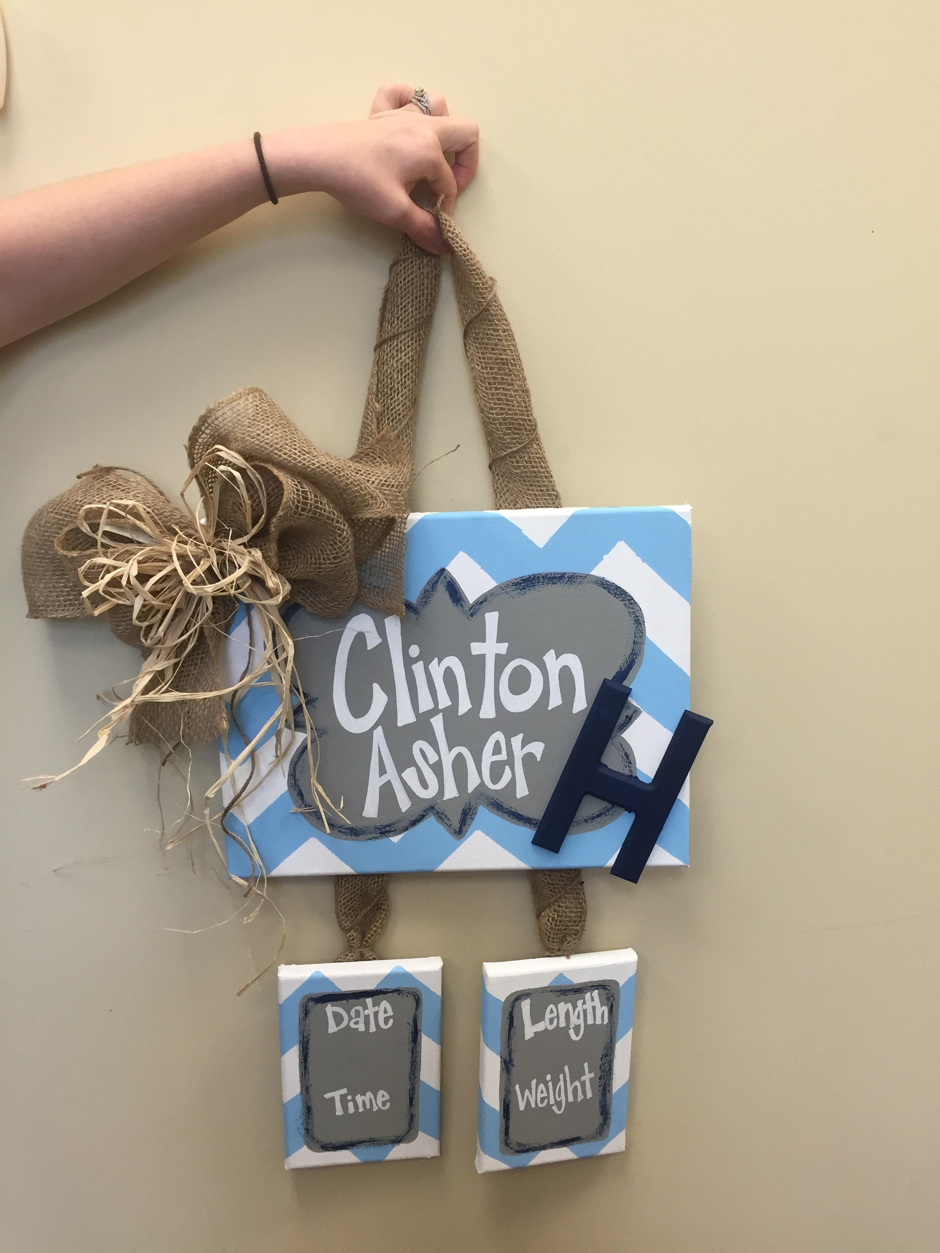 Canvas paintings and burlap.