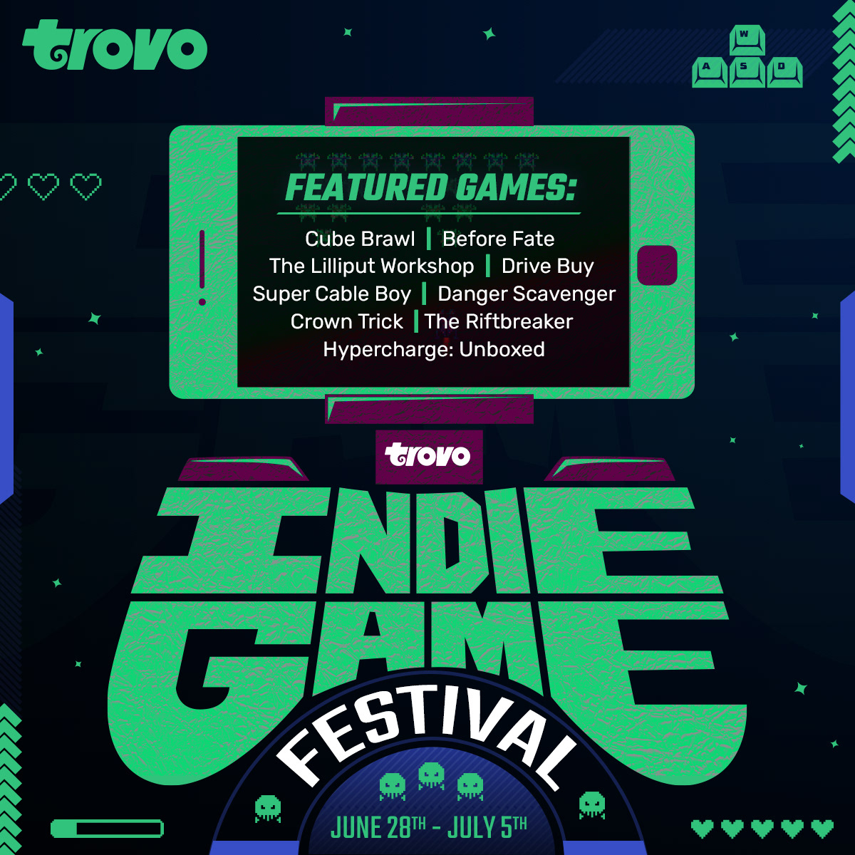 Logo and Poster for Trovo's Indie Game Festival