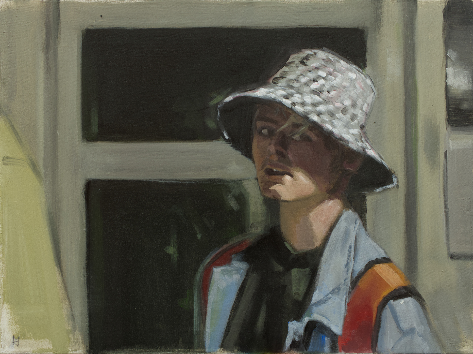 Portrét bratra v apartním kloboučku, 60 × 80 cm