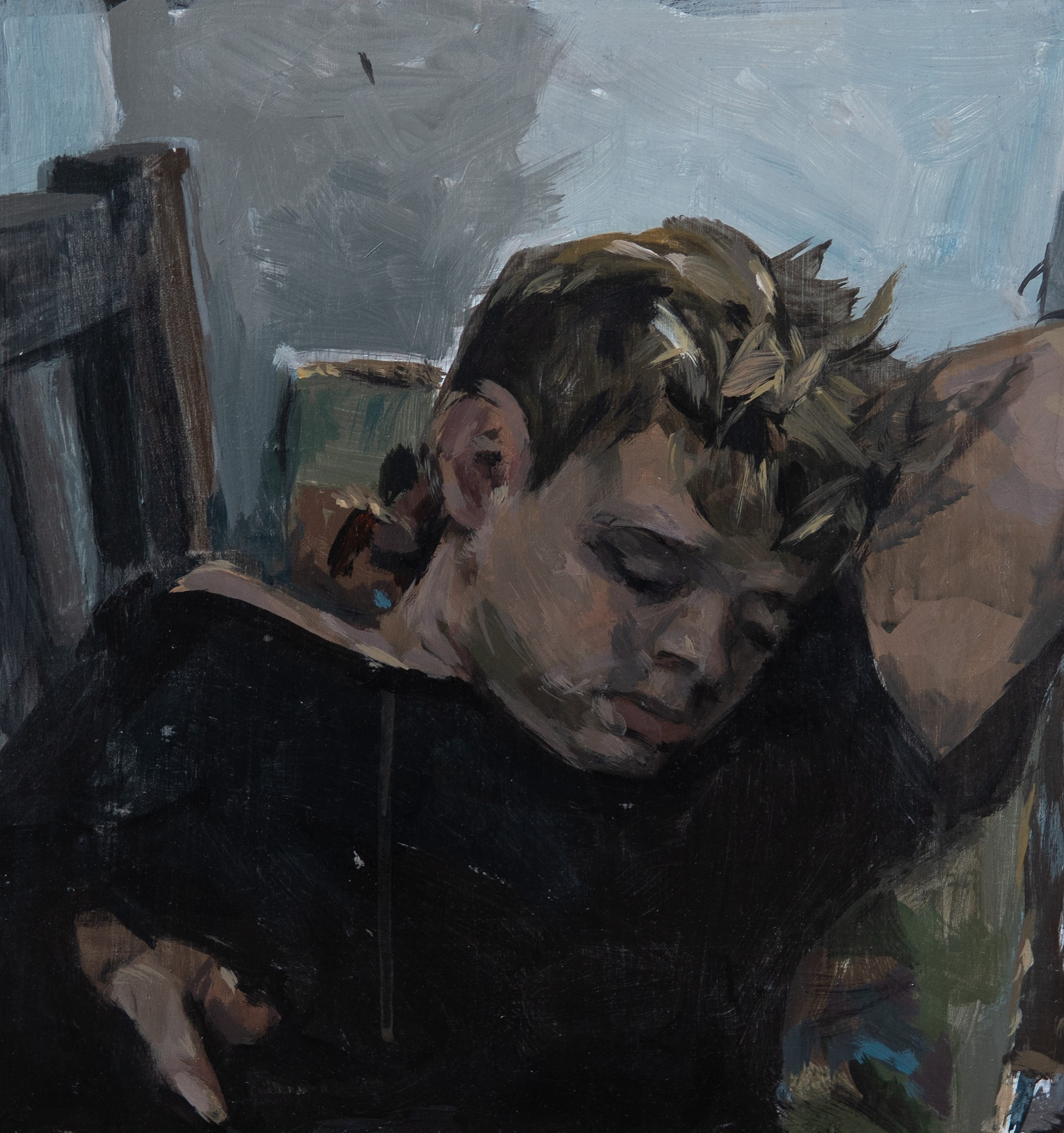 Spáč, akryl na překližce, 35 × 34 cm