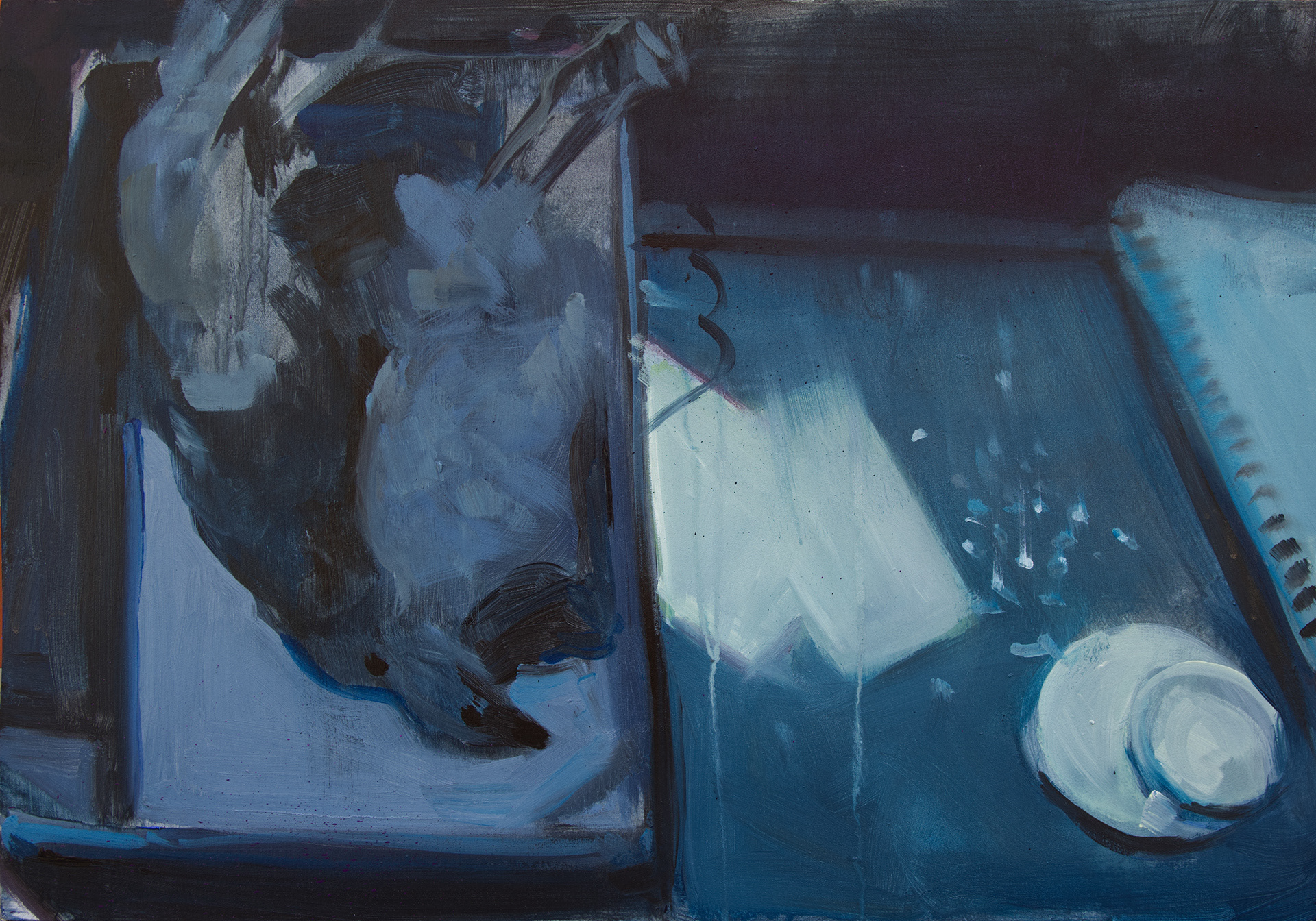 Lovecké zátiší I, akryl na překližce, 35 × 50 cm