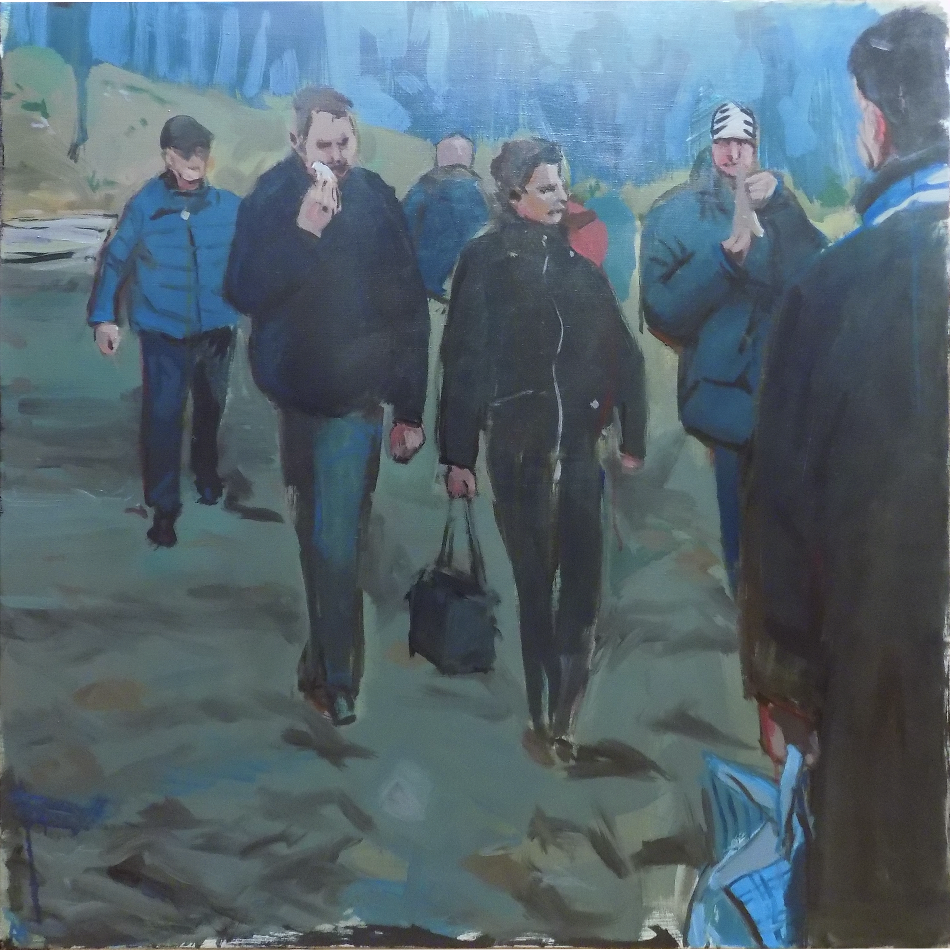 Stádo, akryl na plátně, 100 × 100 cm