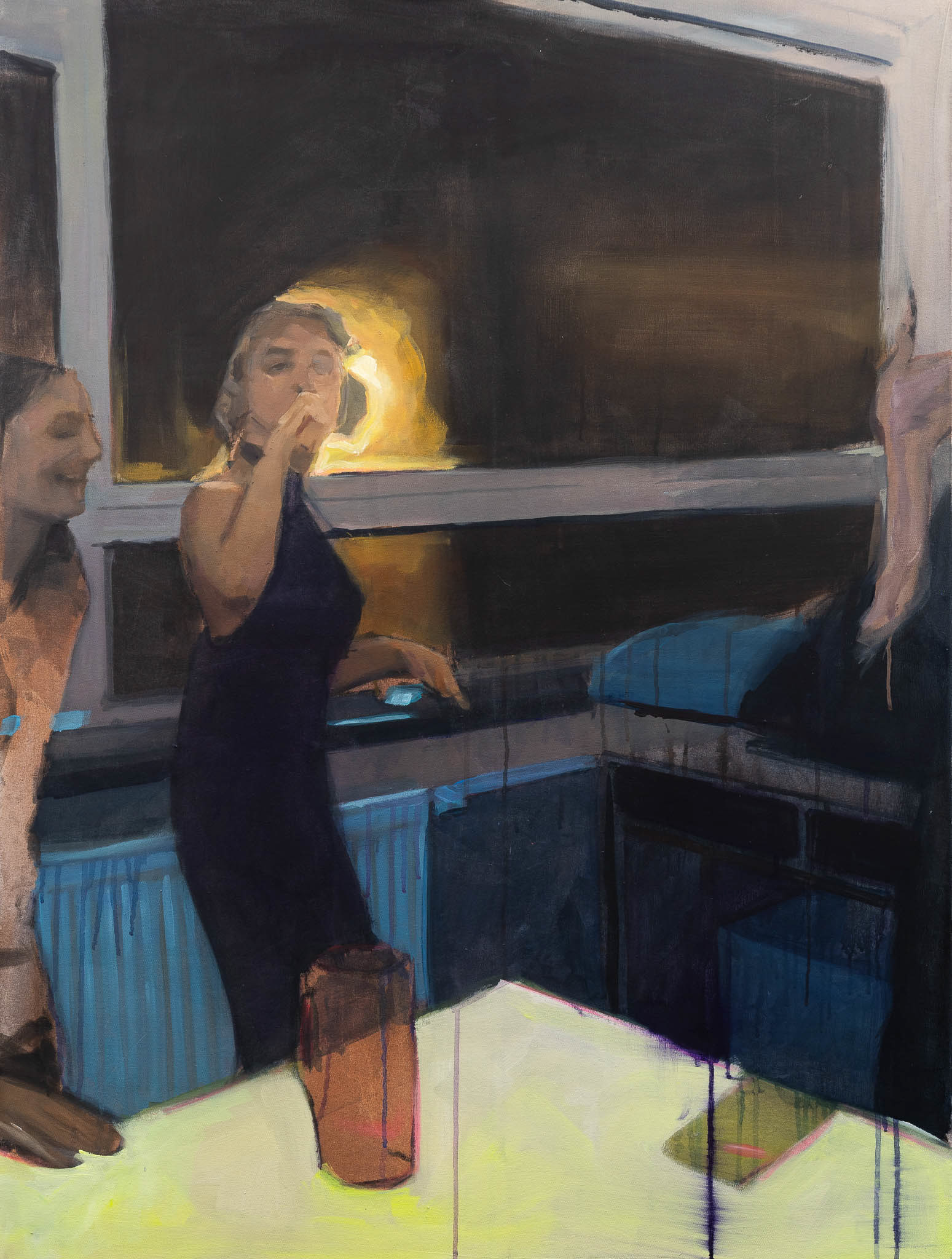 Smoking room, acrylics on canvas, 120 × 90 cm, 2026