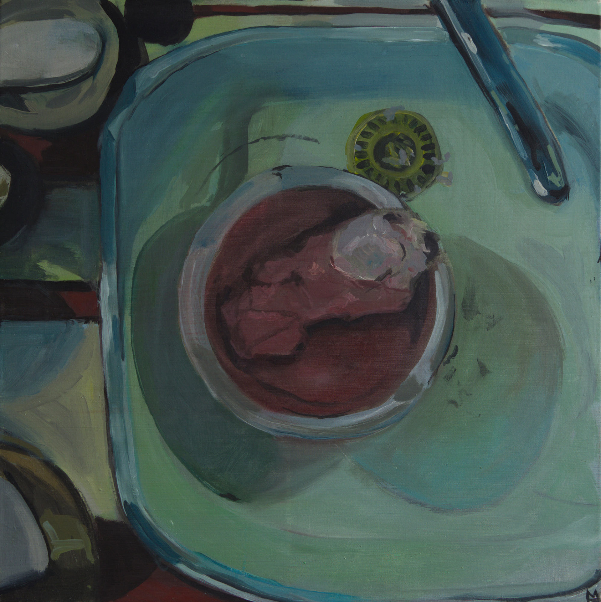 Pohoštění, akryl na plátně, 60 × 60 cm