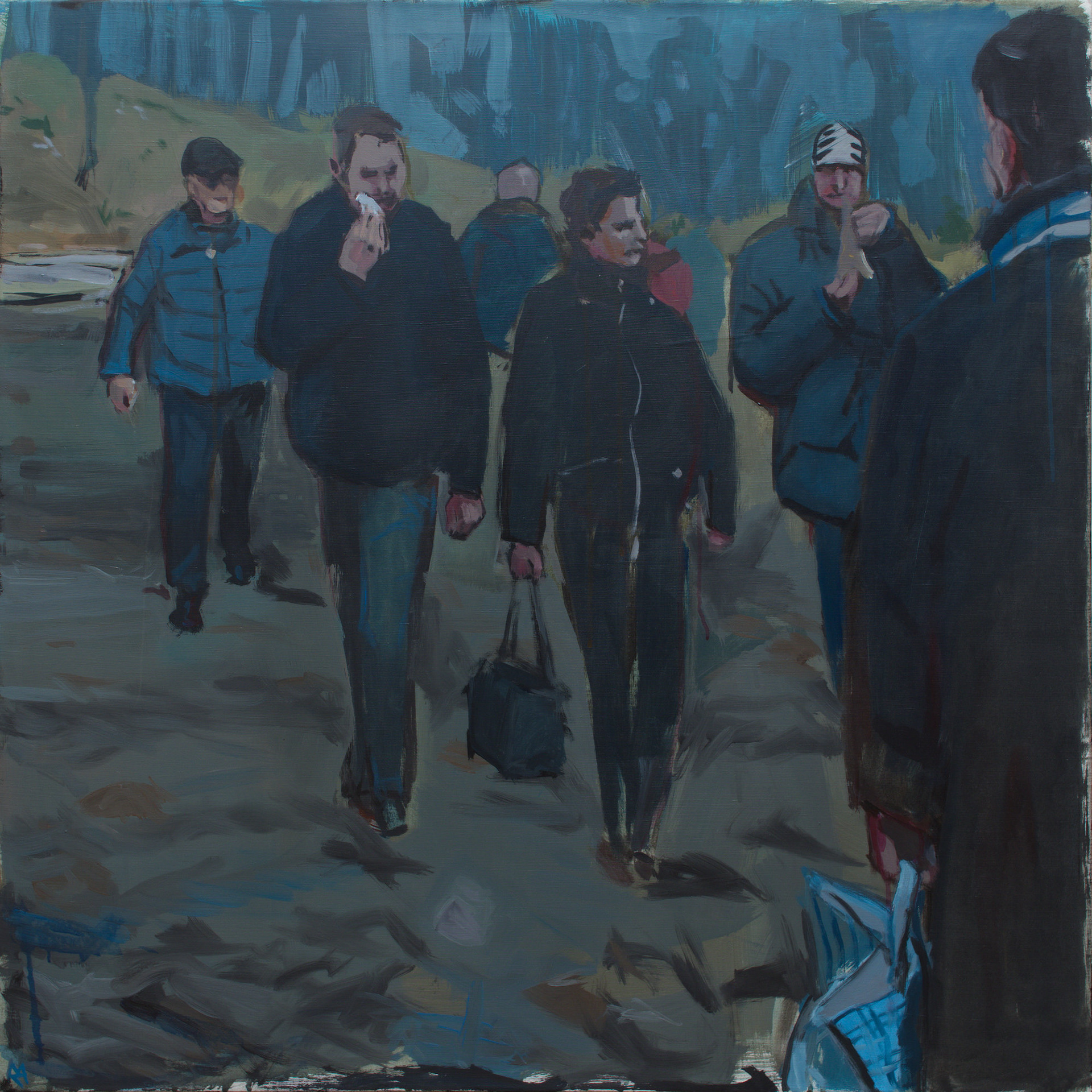 Stádo, akryl na plátně, 100 × 100 cm