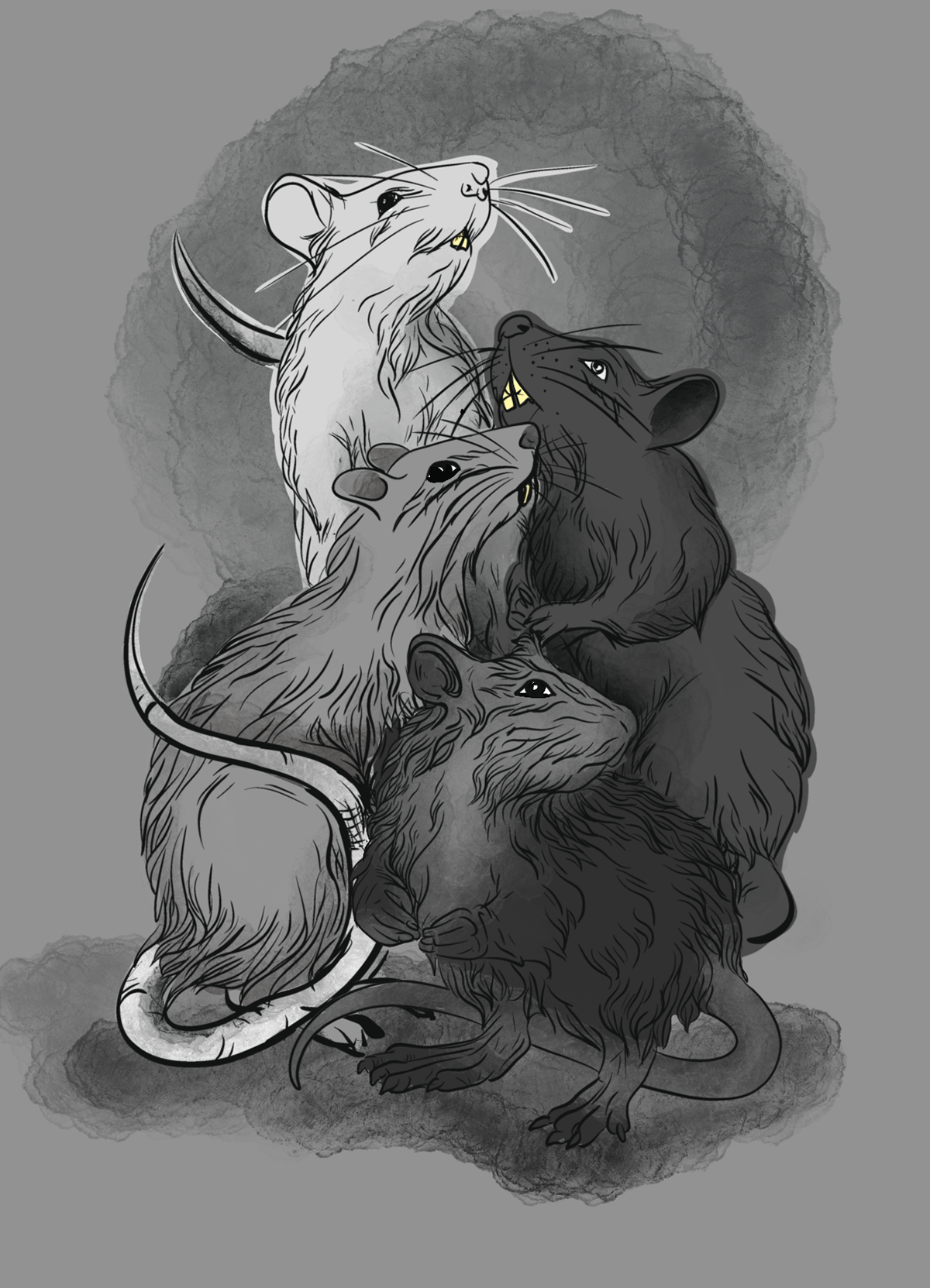 Four ratz for each member of the band. I actually did sketch of this back in year 2020 as one of the first thing on my iPad.
