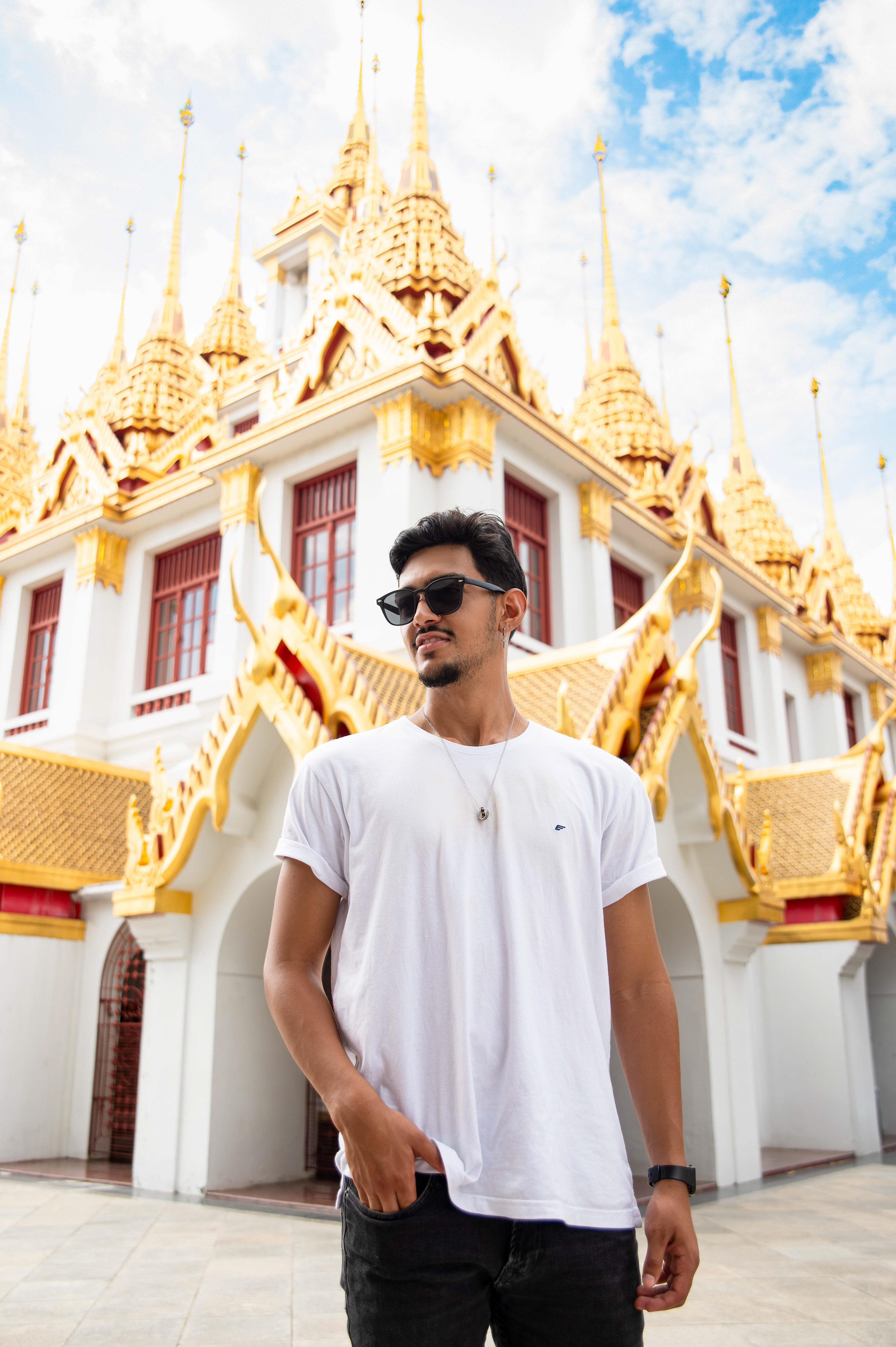 man in a bangkok buddhist temple