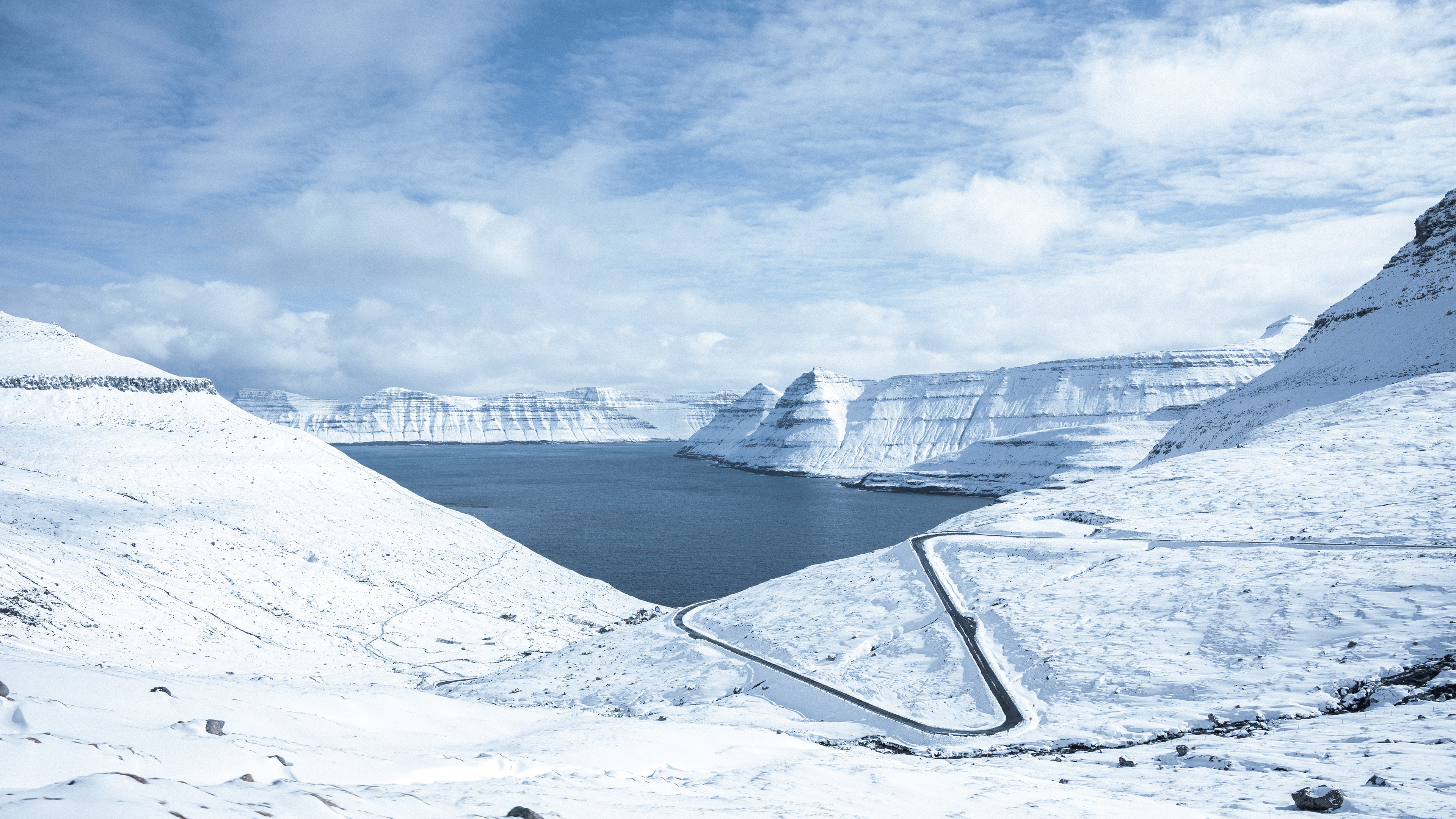 Faroe Islands Snow Mountain View