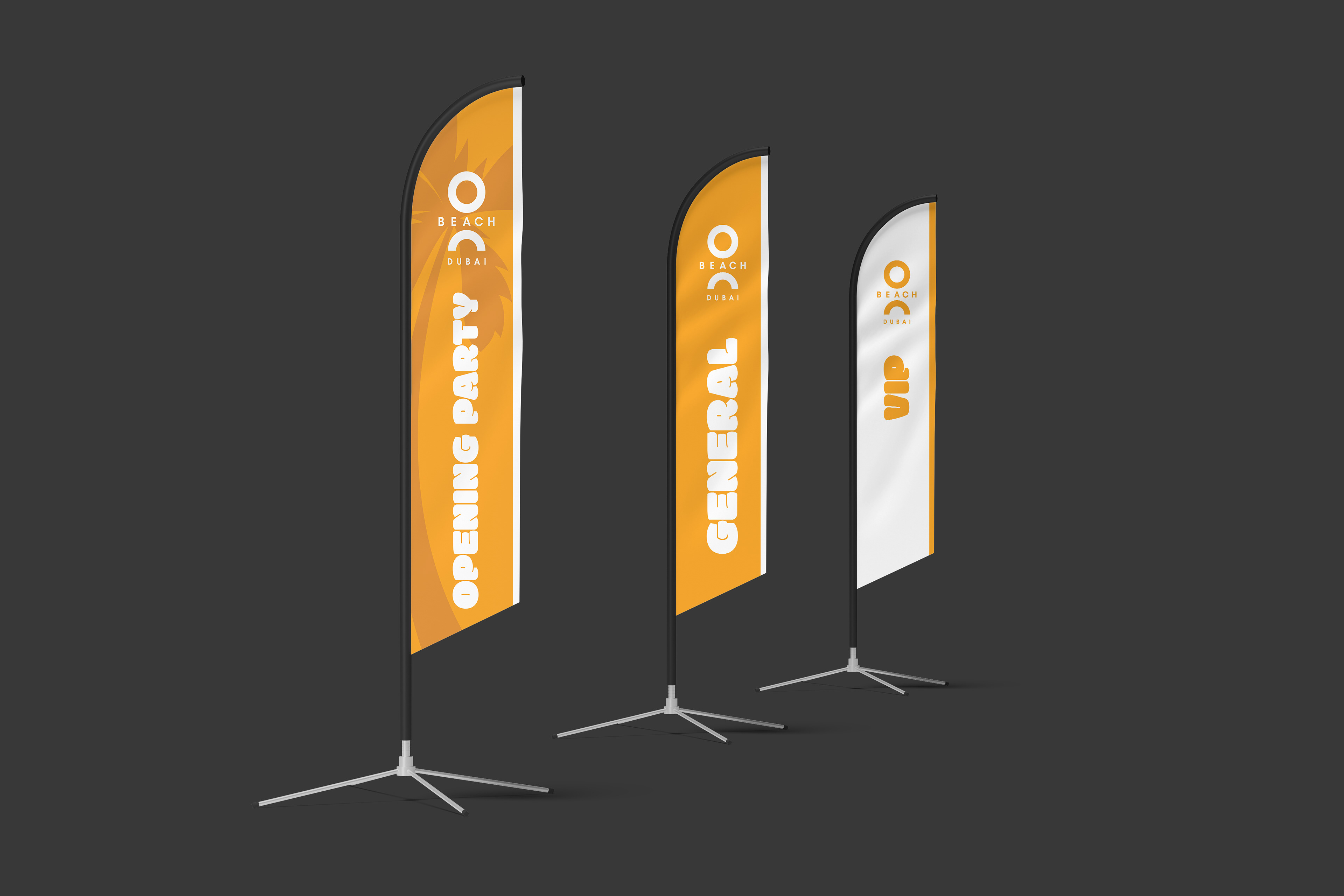 O Beach Entrance Flags Mockup