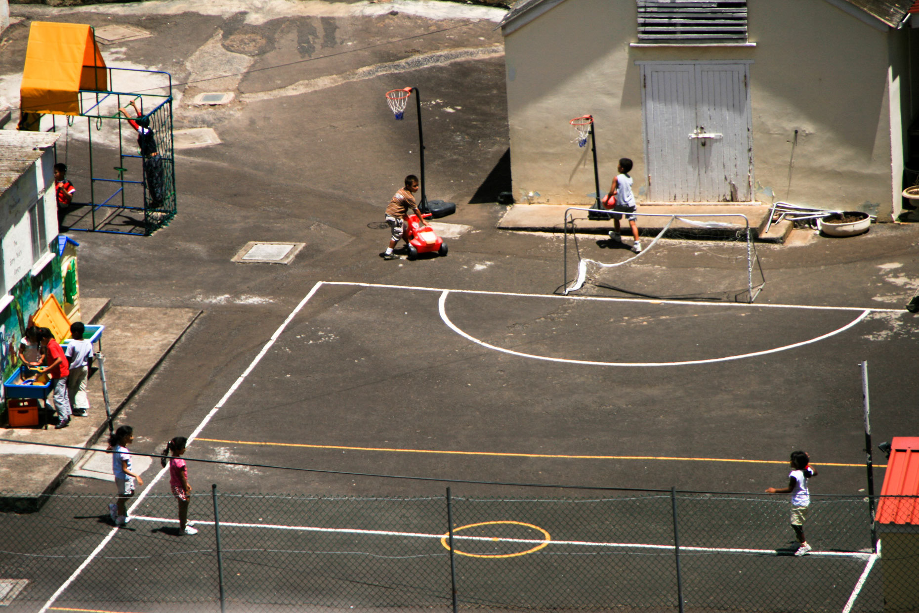 Children playing on a school ground in March 2009 near Jamestown, the capital of St. Helena / Atlantic Ocean.
