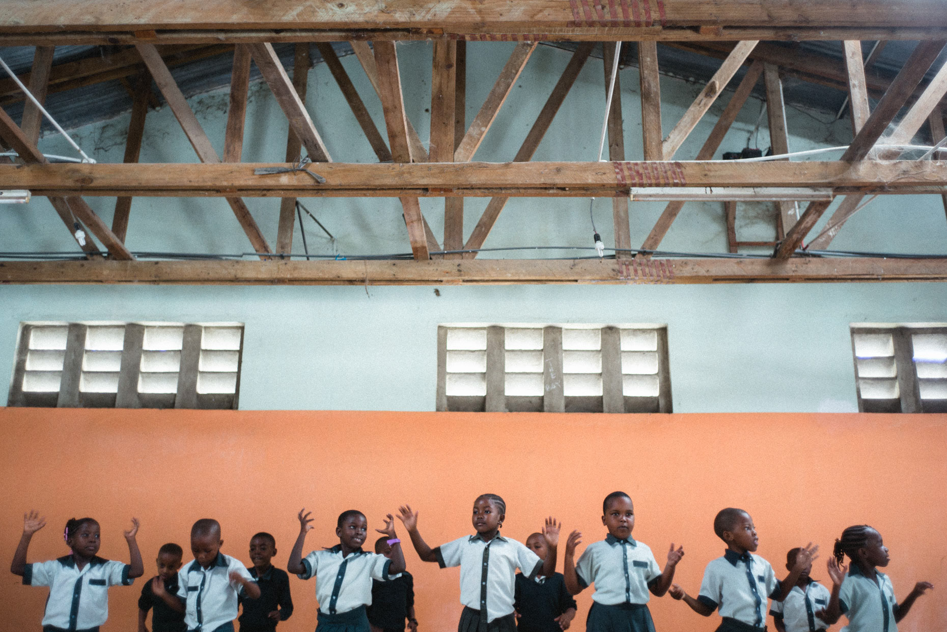 Young school children during their traditional dance-class in February 2018 at Nianjema Secondary School in Bagamoyo, Tanzania.