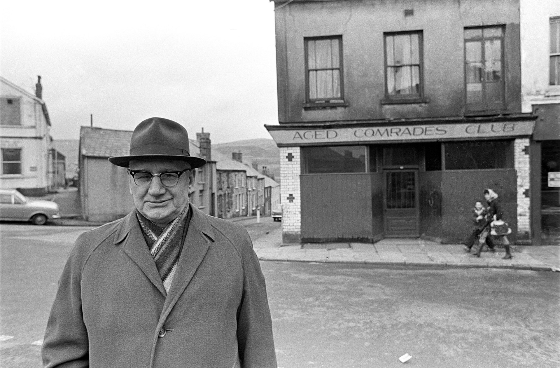 Pensioner outside the Old Comrade’s Club in Dowlais