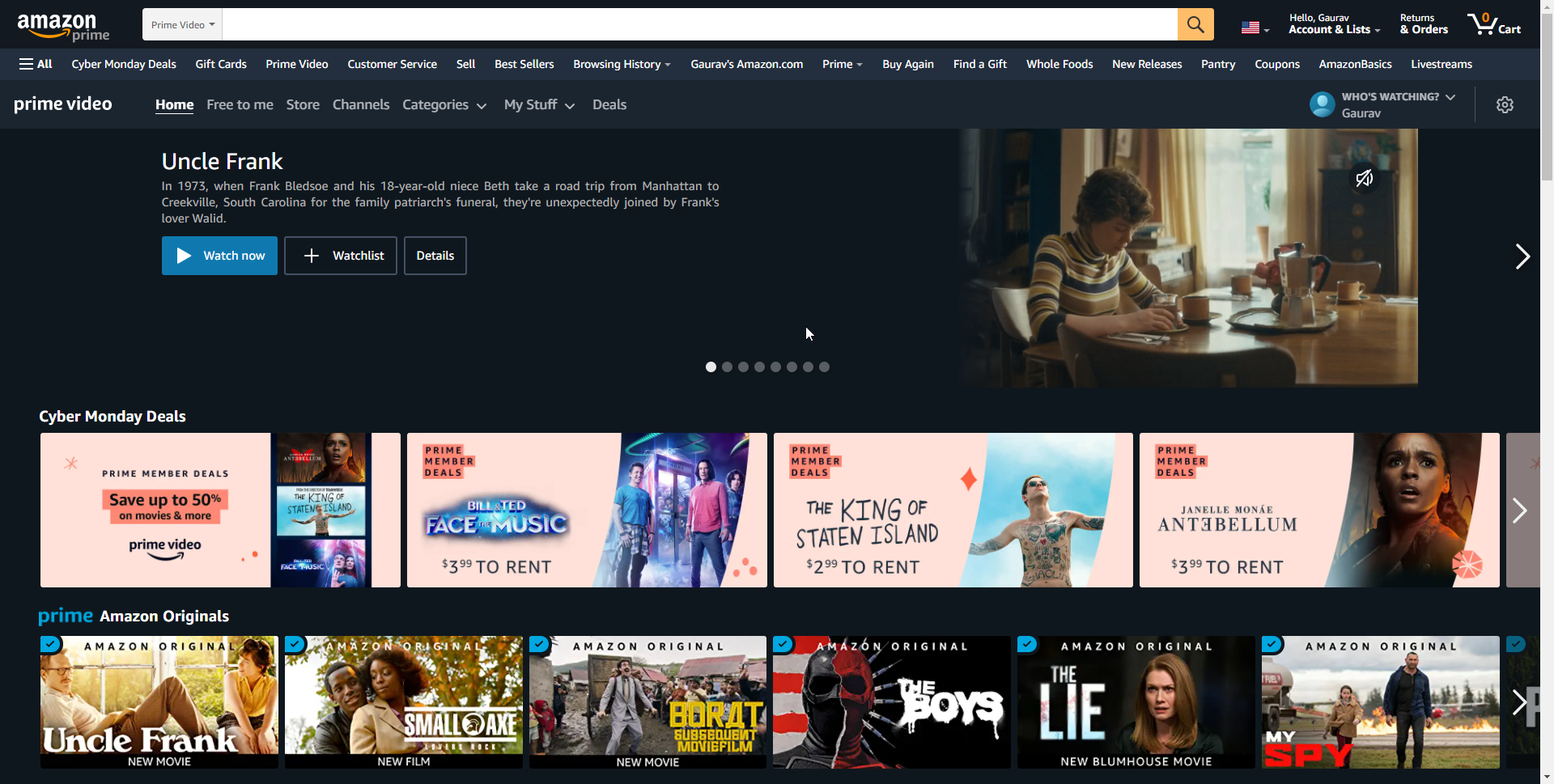 Amazon Prime Video Interface