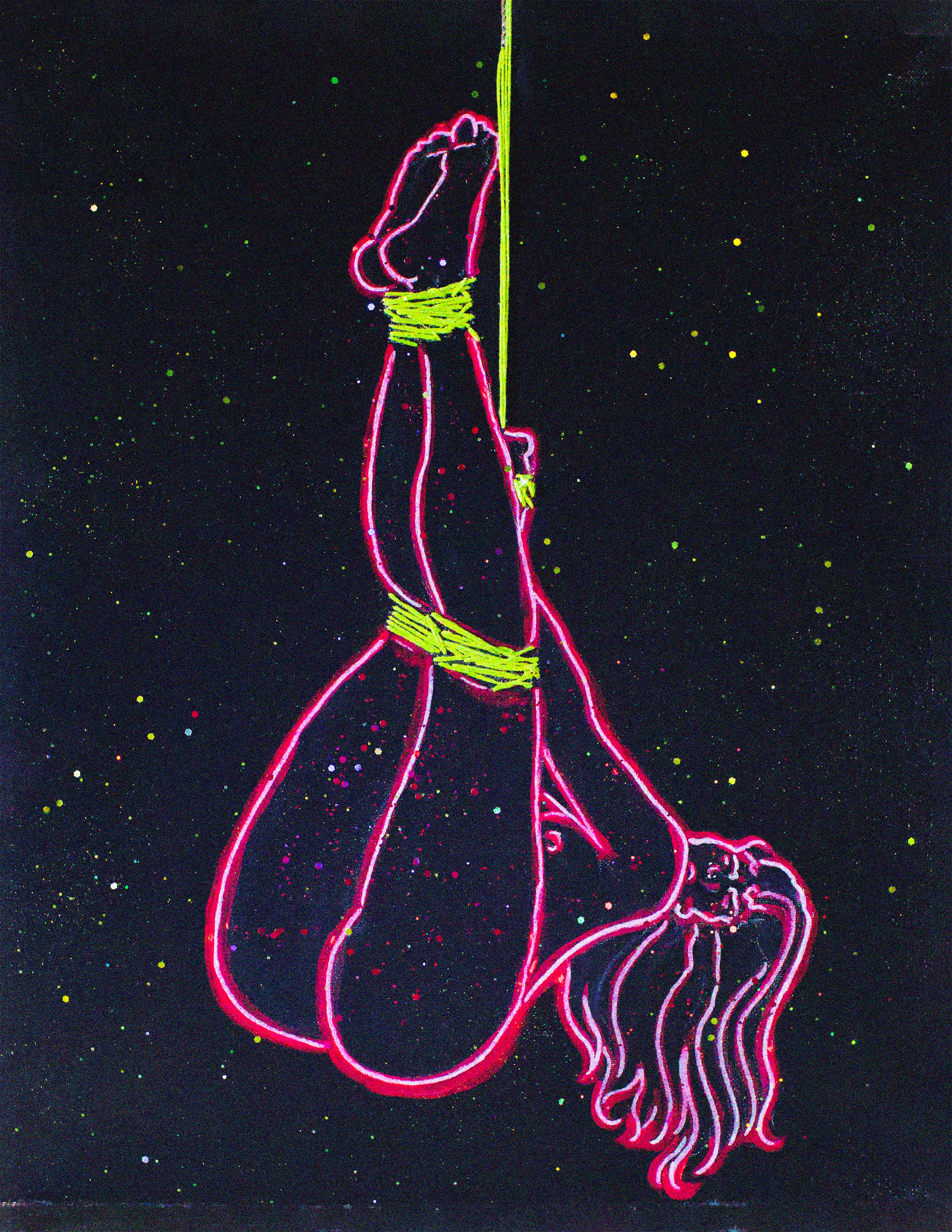 Hang in there! Media: Acrylic and Thread
