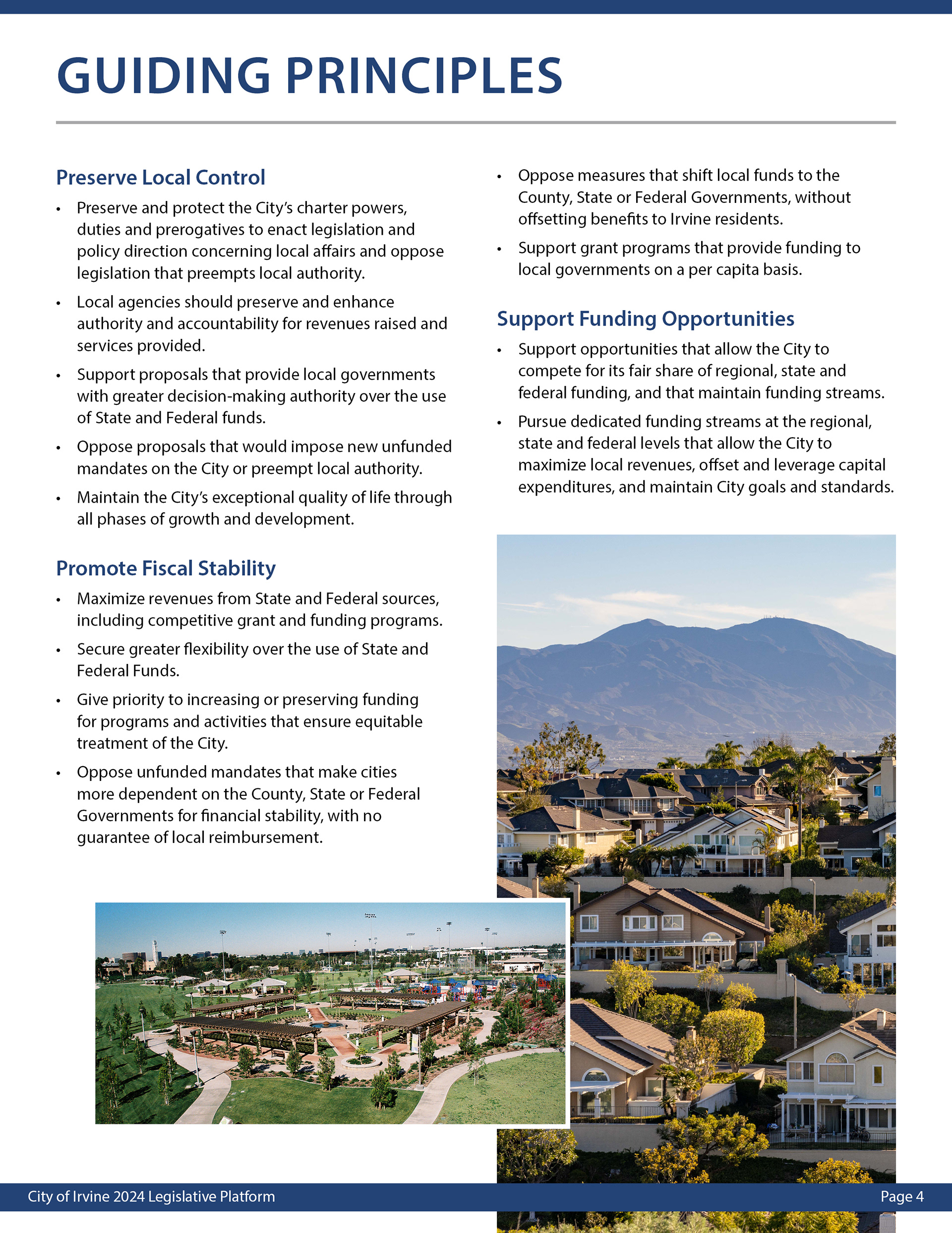 Irvine Legislative Platform Book (Pg. 4)