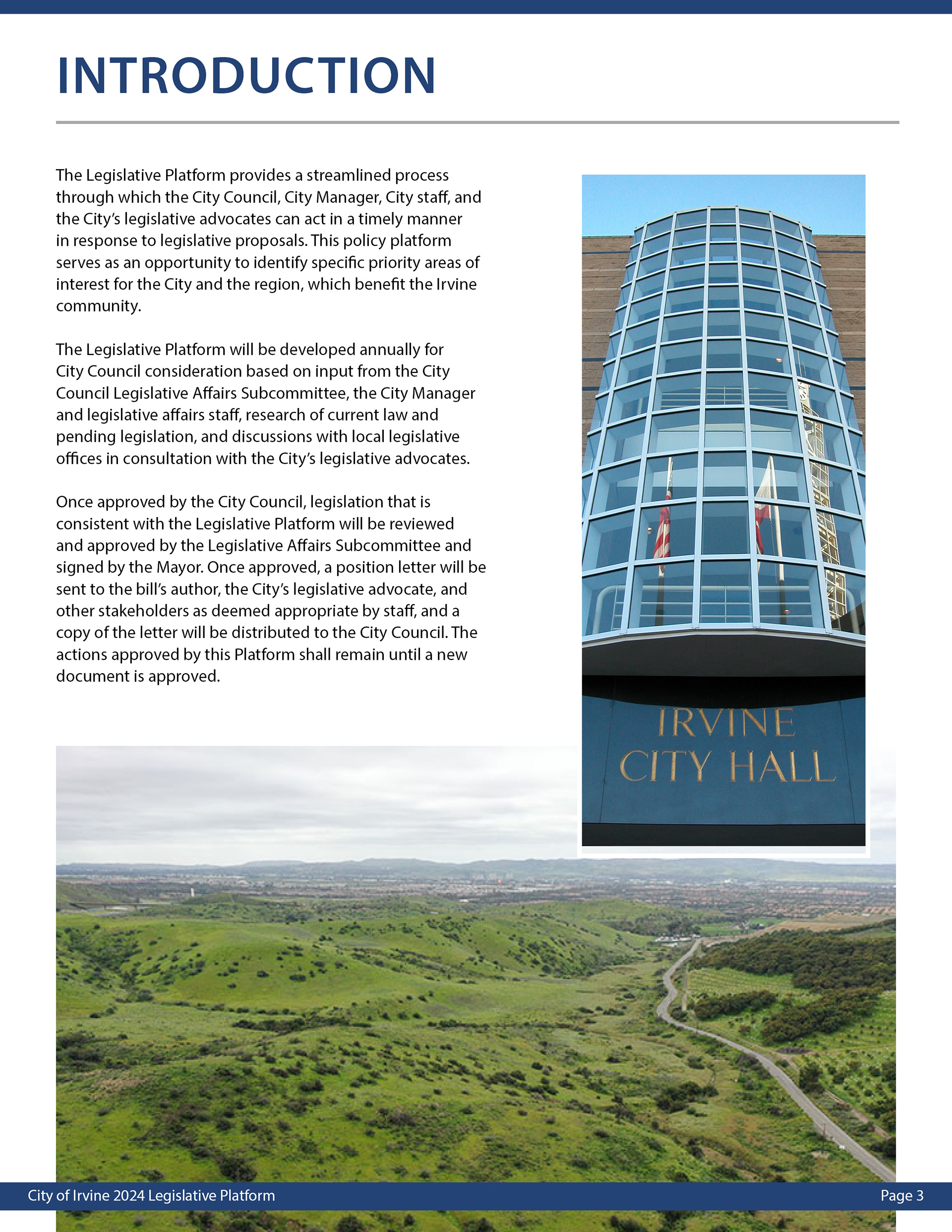 Irvine Legislative Platform Book (Pg. 3)