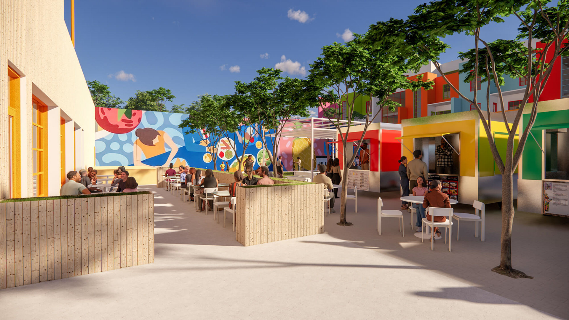 Food Trucks and Restaurant Area