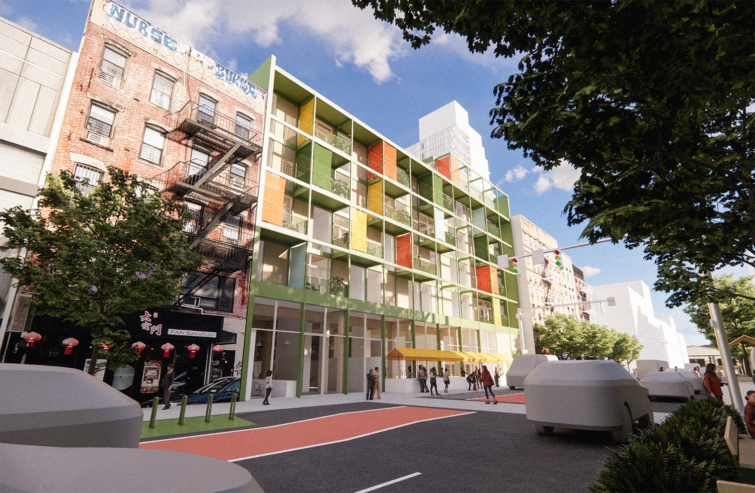 Retail market and housing building
