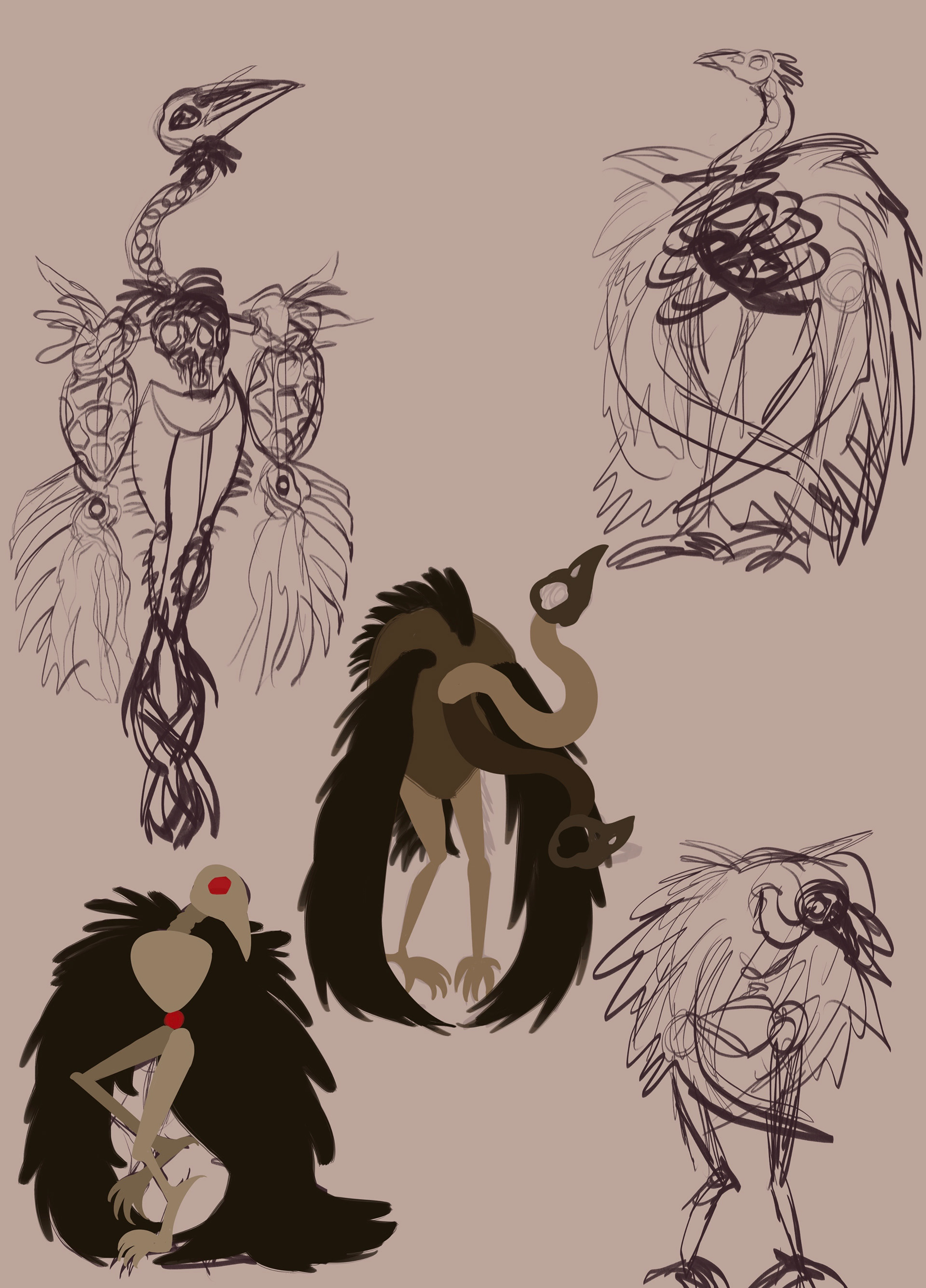 Quick idea sketches for my bird monster