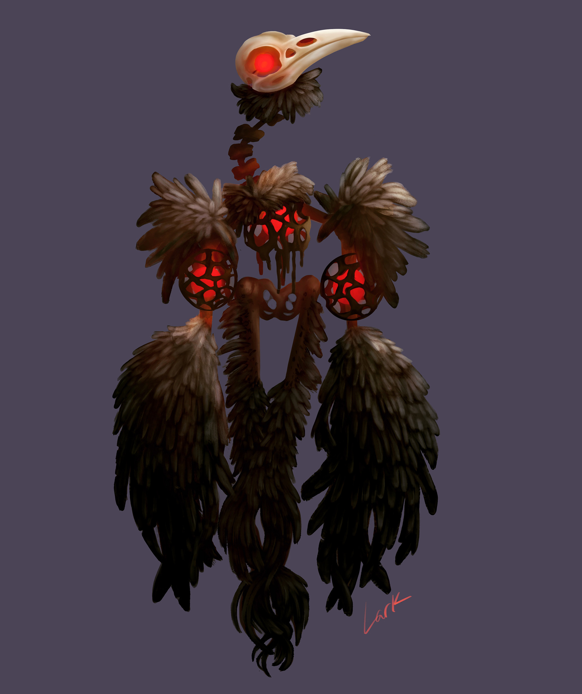 A skeletal bird monster