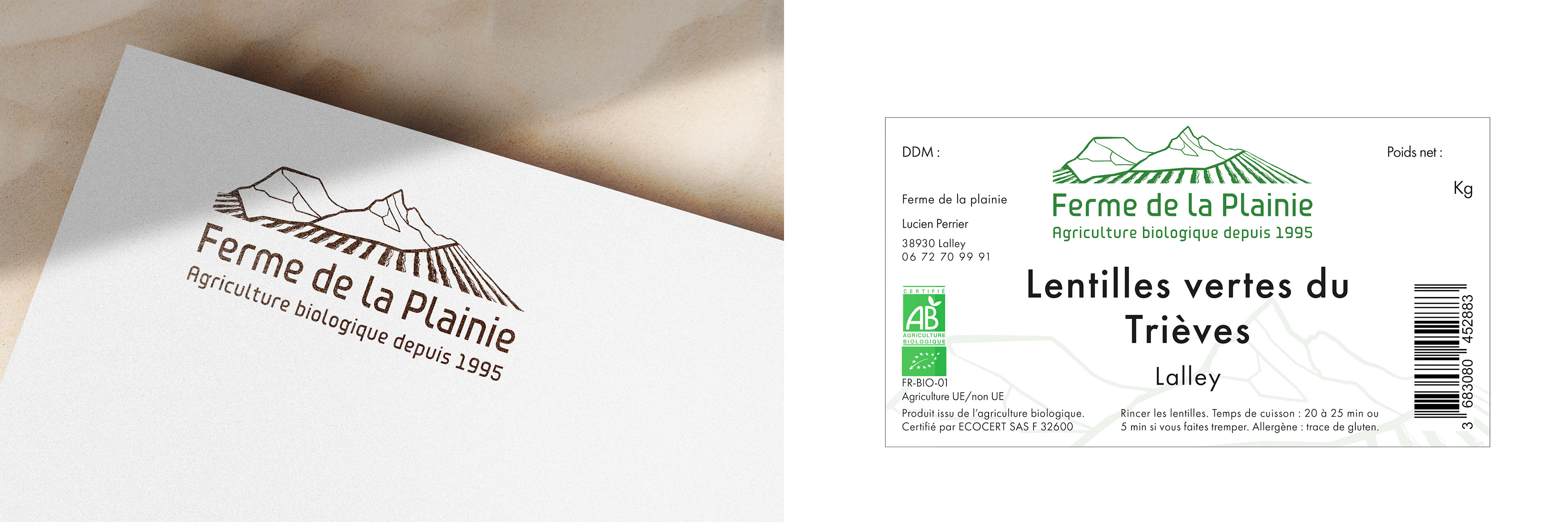 Réalisation du logo et de l'étiquette pour la Ferme de la Plainie à Lalley