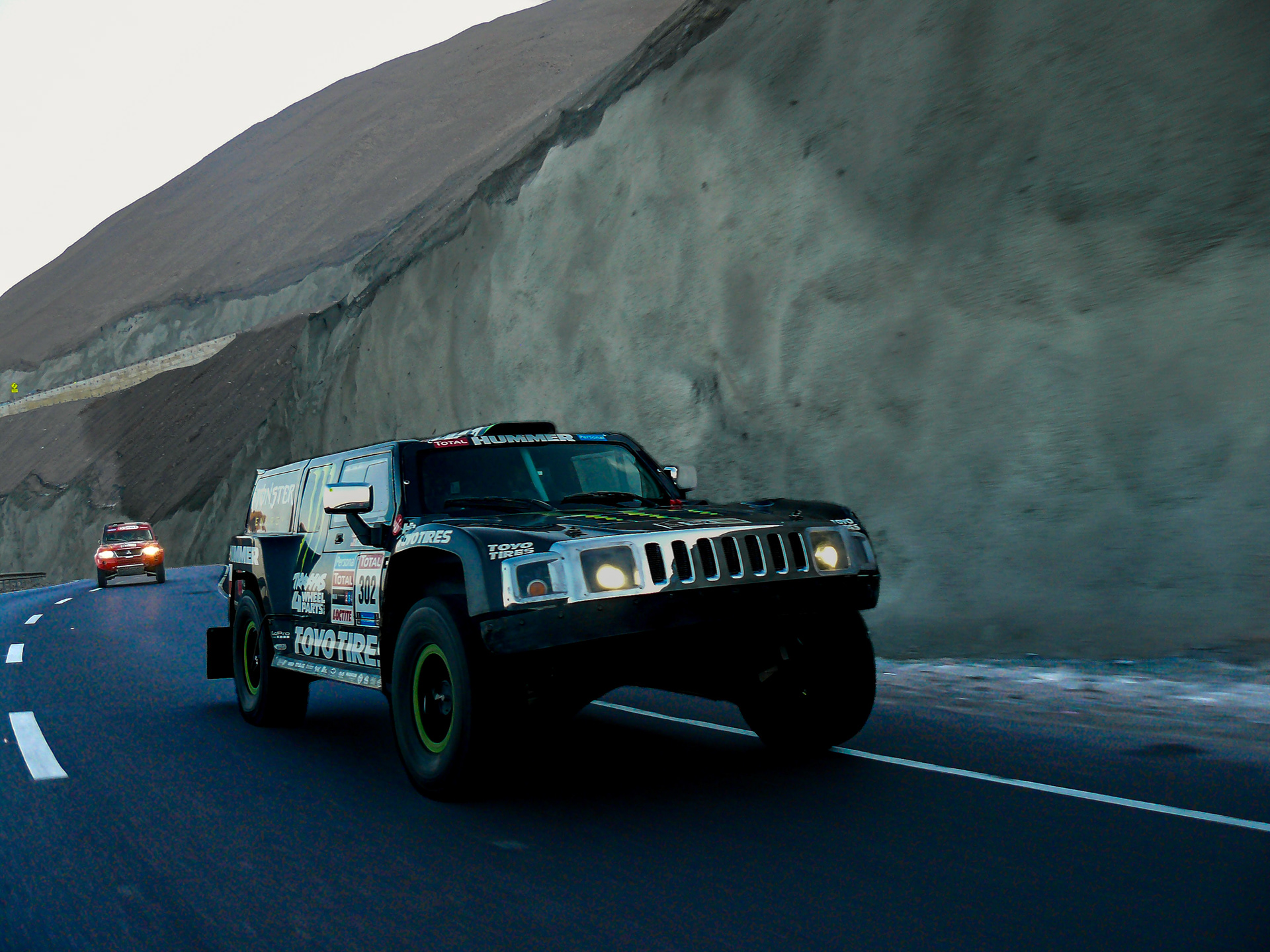 Escena de uno de los tramos de enlace, en la salida desde Iquique, Chile.