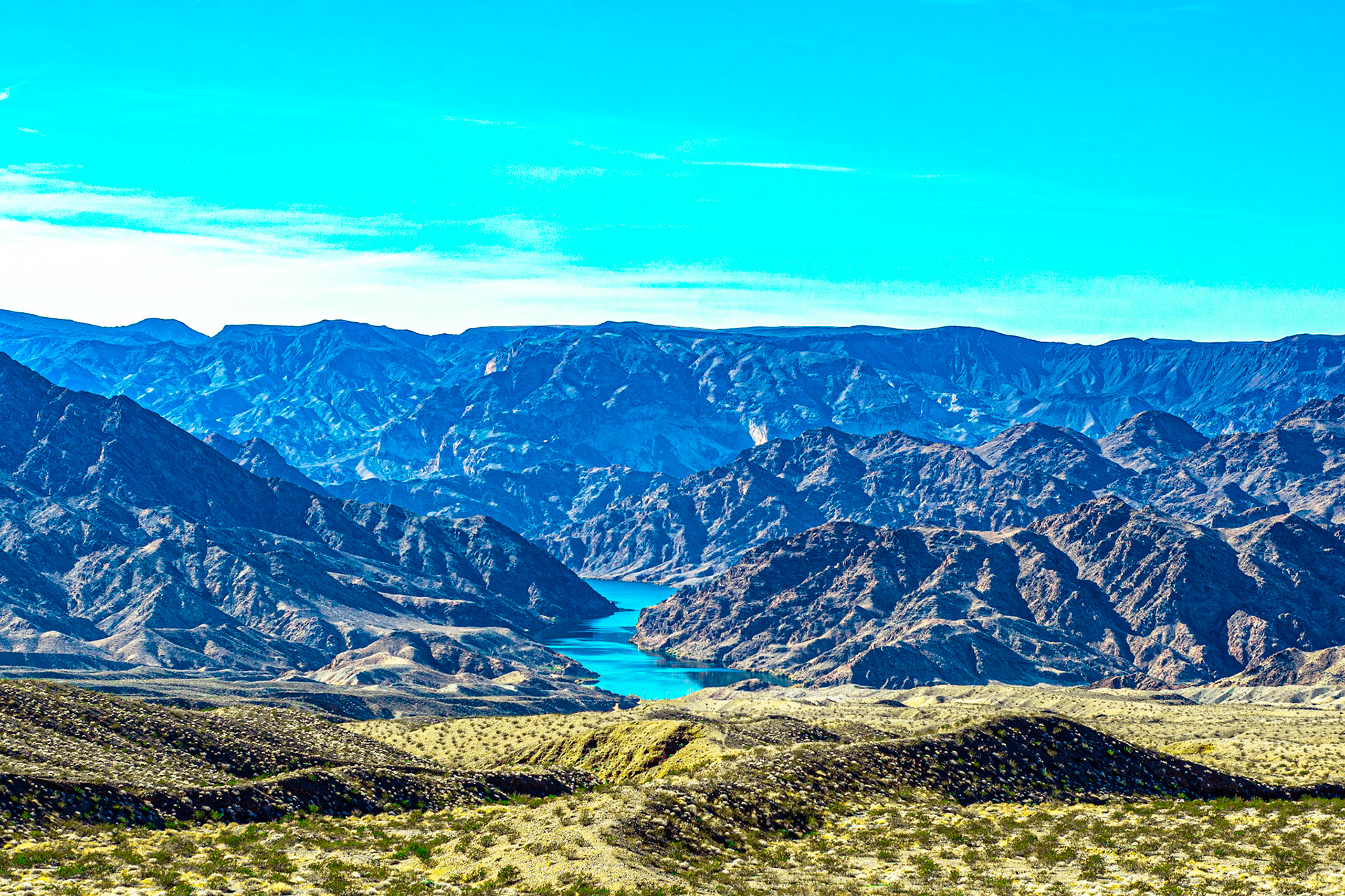 Colorado River. Just past the Hoover Dam.