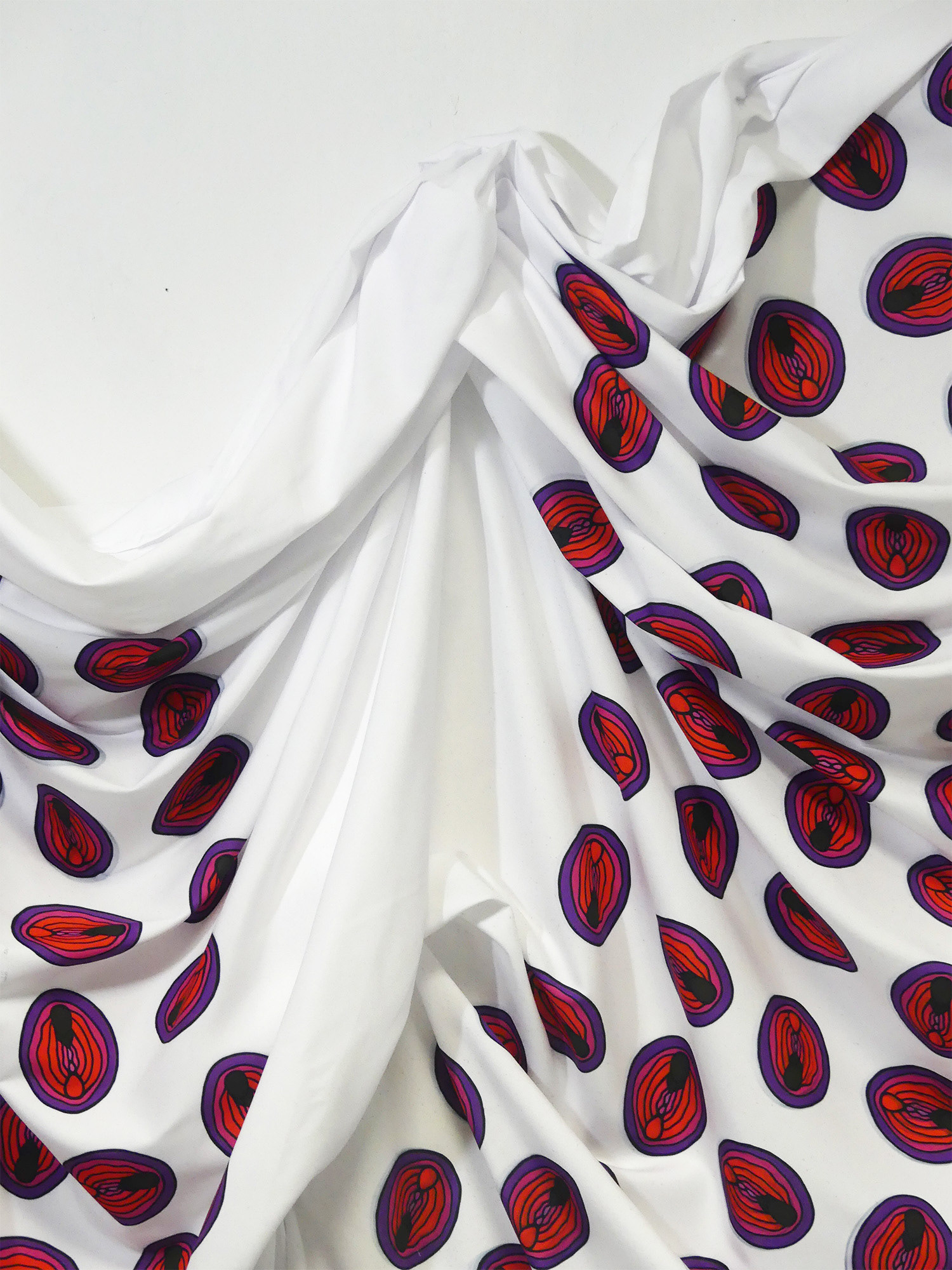 Kameo Chambers, Madonna, 2023, Dye Sublimated Fabric, 65 in x 48 in x 4.5 in (detailed view)