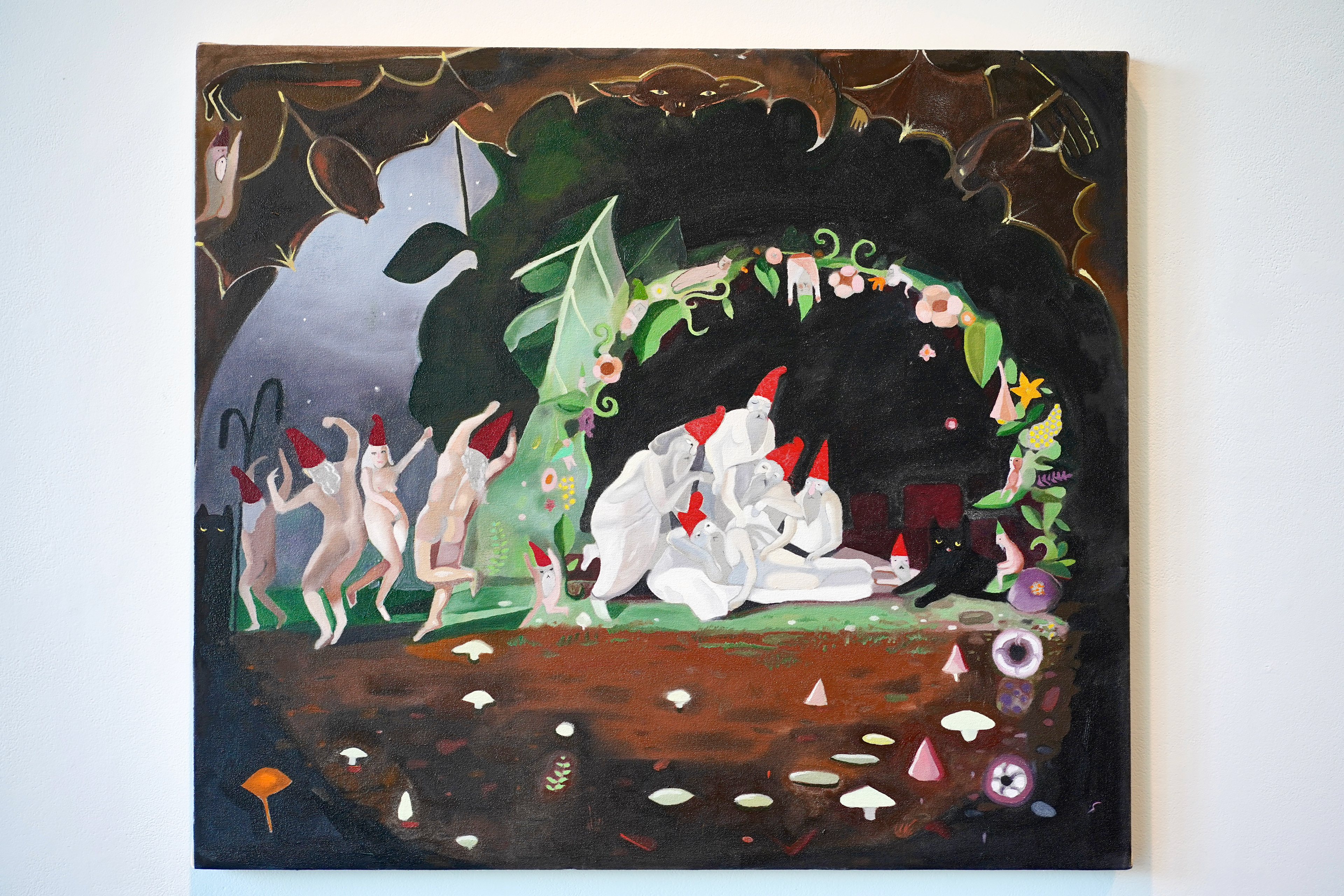 Justin Donica, Spring Break (detailed view), 2024, Diptych, Oil on canvas