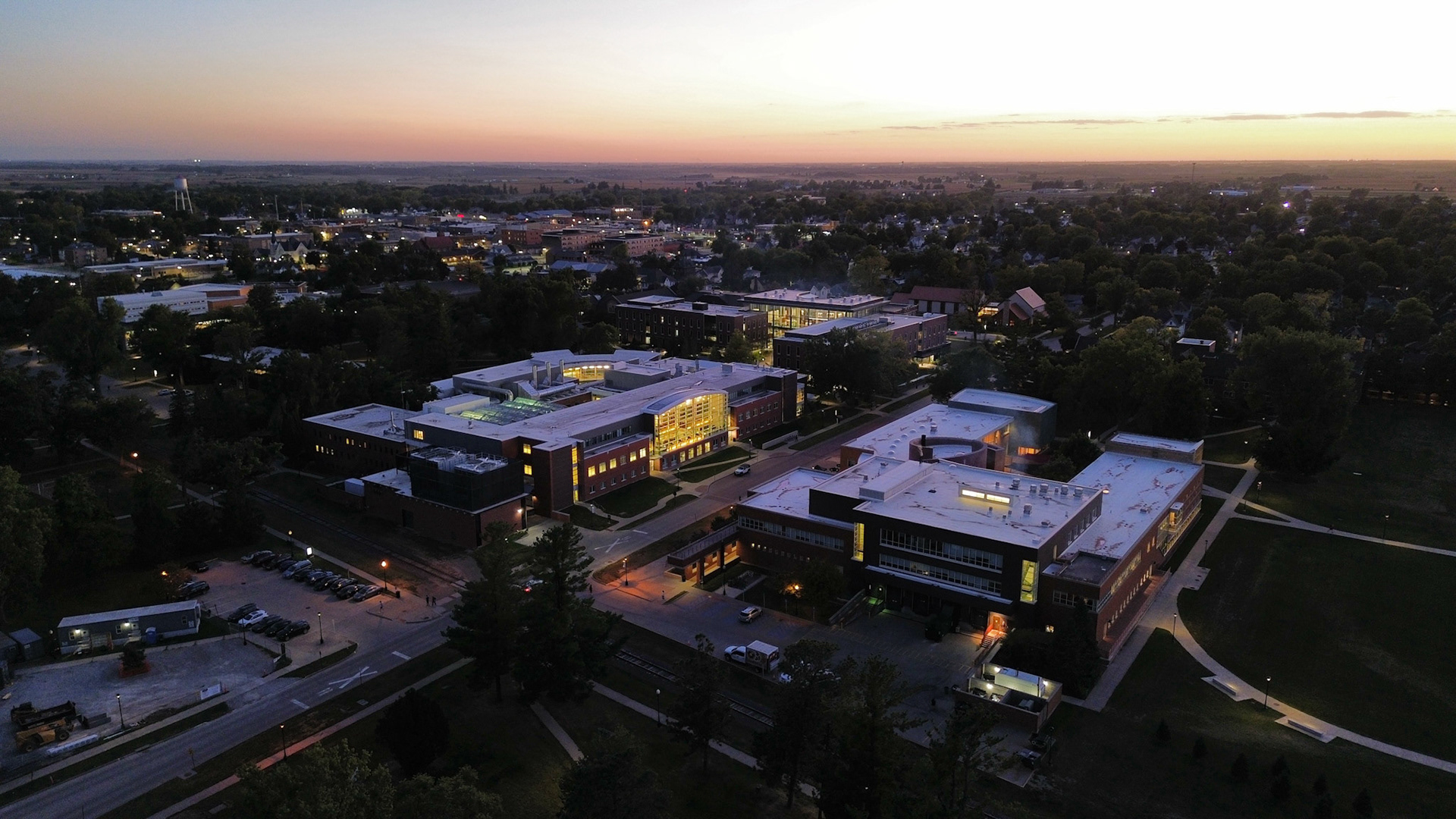 Grinnell College at night
