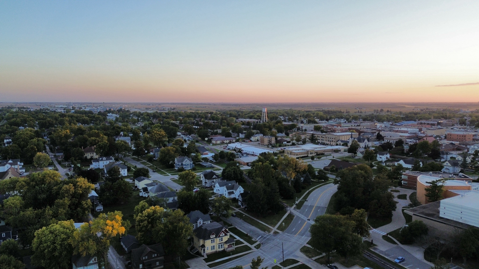 Aerial shot of Grinnell Iowa