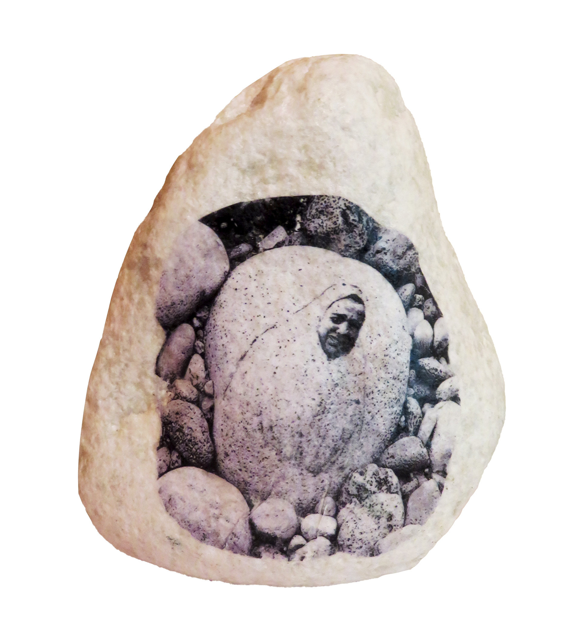 John 8:7 (series), 2019, Printed Stone 17 x 14 cm