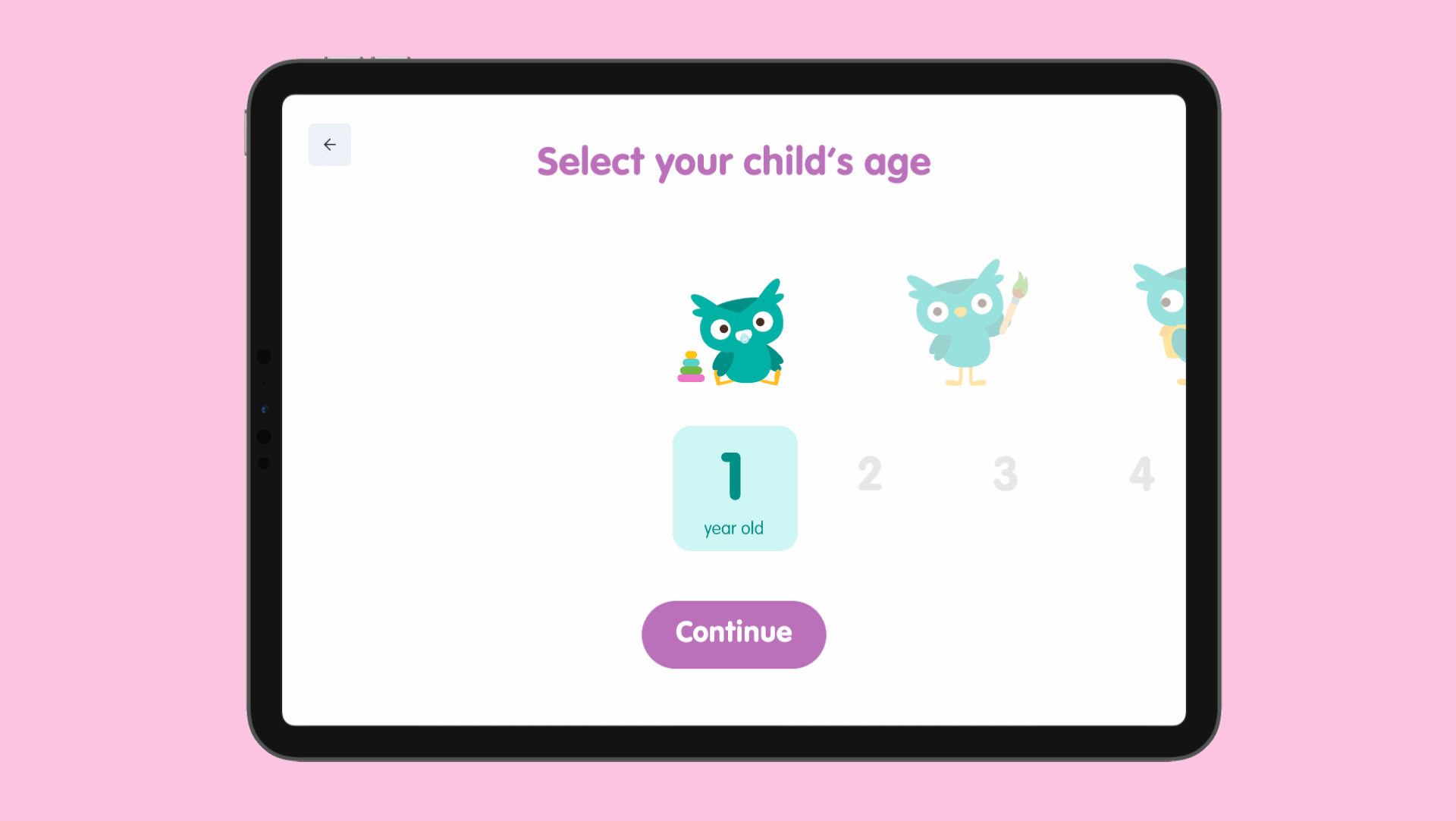 Animation showing the sliding age picker in action