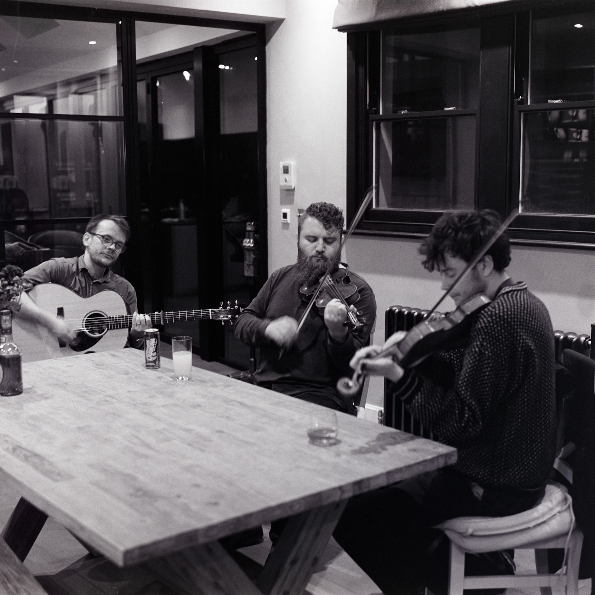 Roll MOR-M13BW; Ilford HP5 400 @ ISO 800; Rolleiflex Rolleiflex 2.8E3; Rolleiflex Carl Zeiss Planar 80/f2.8; 120 format 6x6; Start 2026-01-21; End 2026-01-21; Notes London, Crosby Row, Ben, Owen, Will album coverRolleiflex 2.8E | Carl Zeiss Planar 80/F2.8 | Ilford HP5+ 400Negative Lab Pro v3.1.1 | Color Model: None | Pre-Sat: 3 | Tone Profile: LAB - Standard | WB: Auto-Neutral | LUT: Frontier