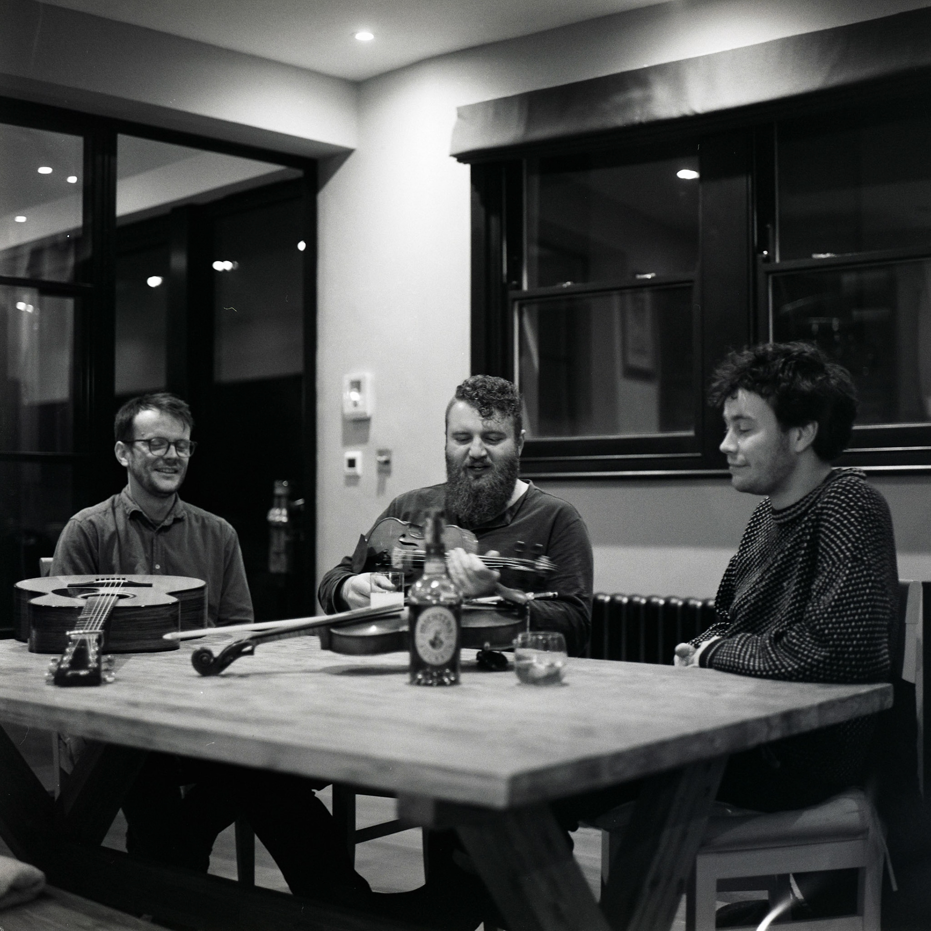 Roll MOR-M13BW; Ilford HP5 400 @ ISO 800; Rolleiflex Rolleiflex 2.8E3; Rolleiflex Carl Zeiss Planar 80/f2.8; 120 format 6x6; Start 2026-01-21; End 2026-01-21; Notes London, Crosby Row, Ben, Owen, Will album coverRolleiflex 2.8E | Carl Zeiss Planar 80/F2.8 | Ilford HP5+ 400Negative Lab Pro v3.1.1 | Color Model: None | Pre-Sat: 3 | Tone Profile: LAB - Standard | WB: Auto-Neutral | LUT: Frontier