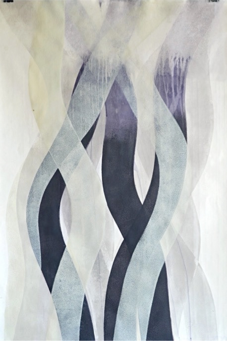 Stream #9, acrylic on paper, 44x30