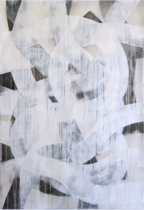 Mayhem, acrylic on paper, 44x30, 2021