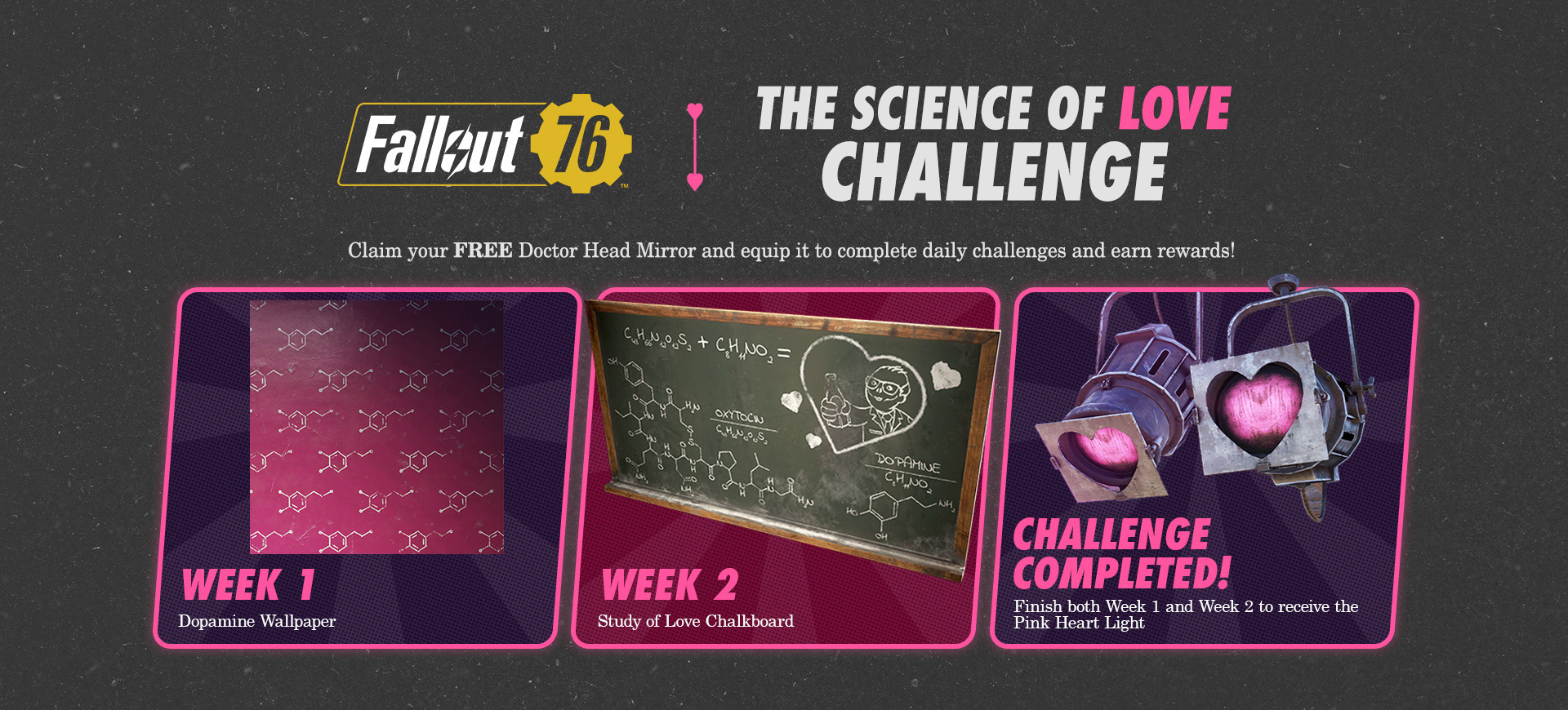 Fallout 76 Science of Love Challenge Banner for Social and In-Game