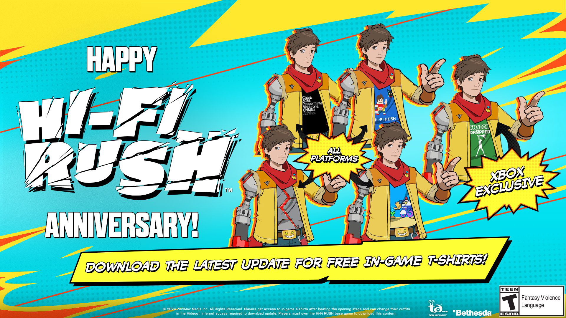 Hi-Fi Rush Anniversary Shirts Graphic - XBOX Exclusive