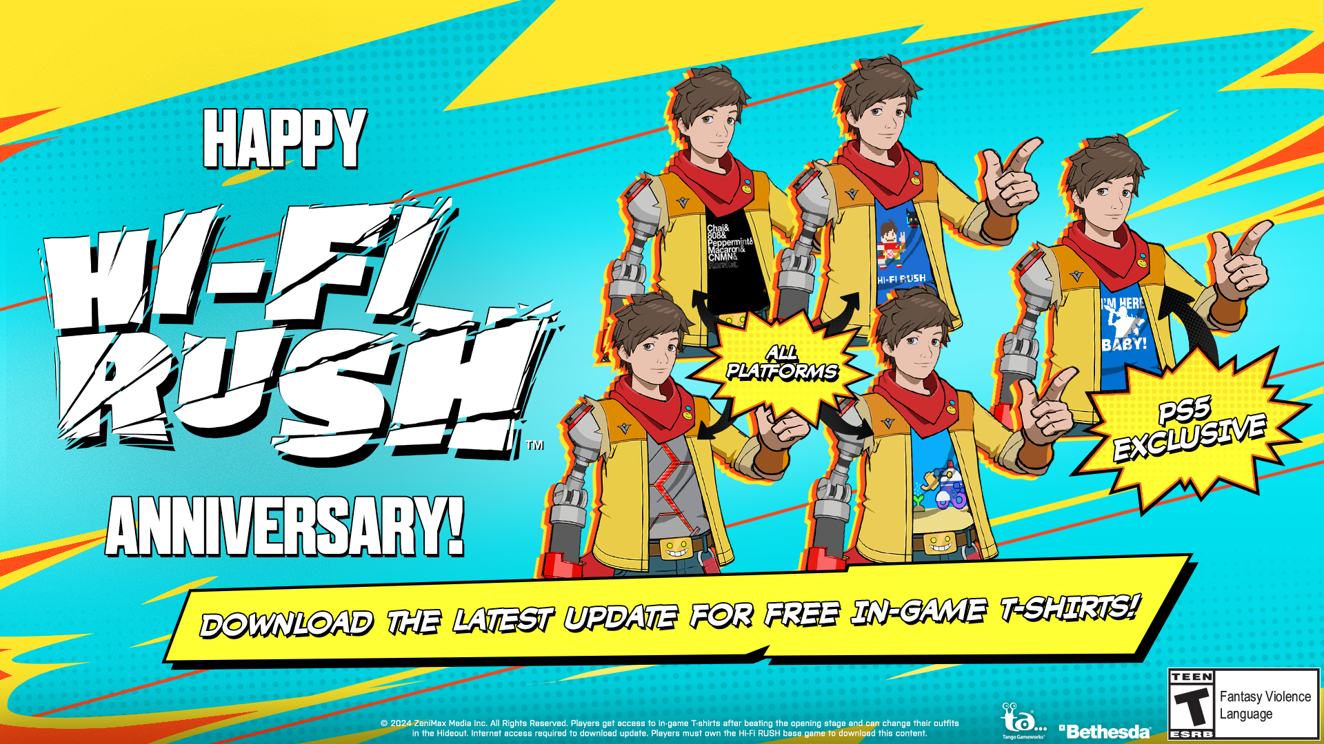 Hi-Fi Rush Anniversary Shirts Graphic - Sony Exclusive