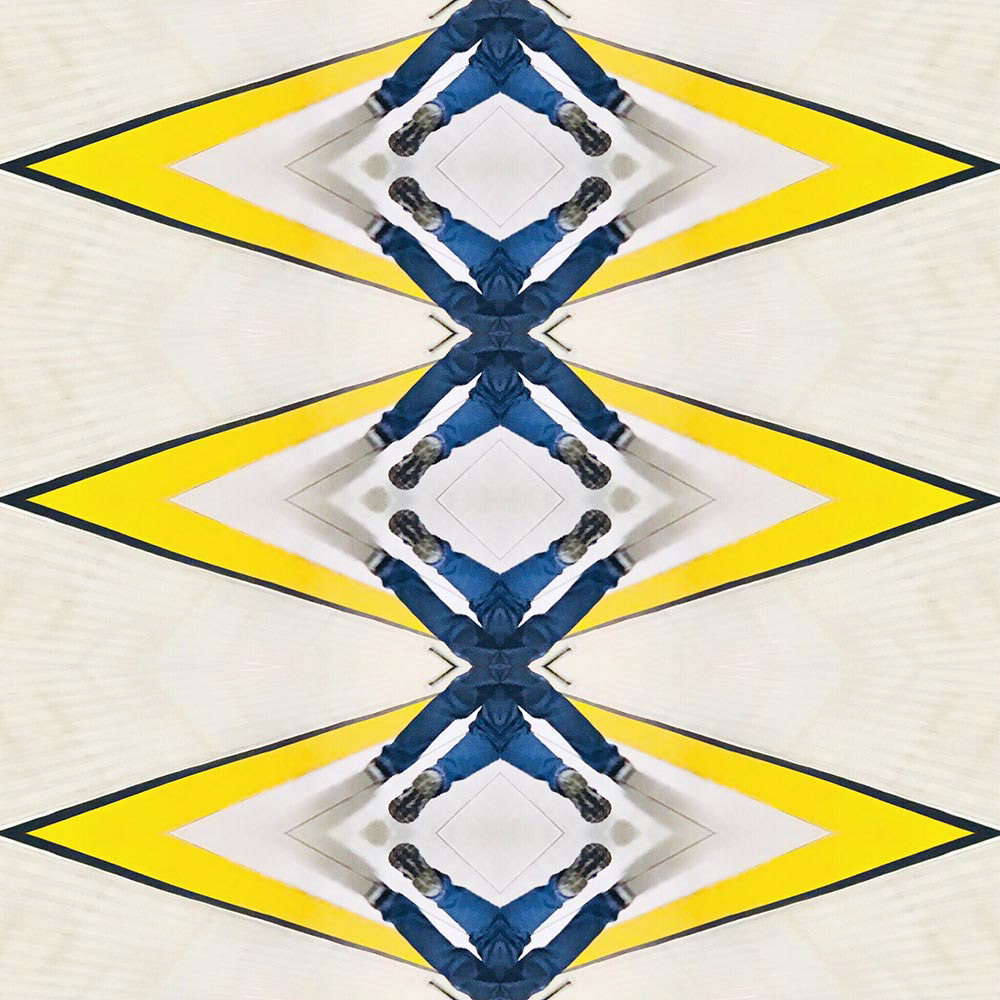 Patchwork of legs running