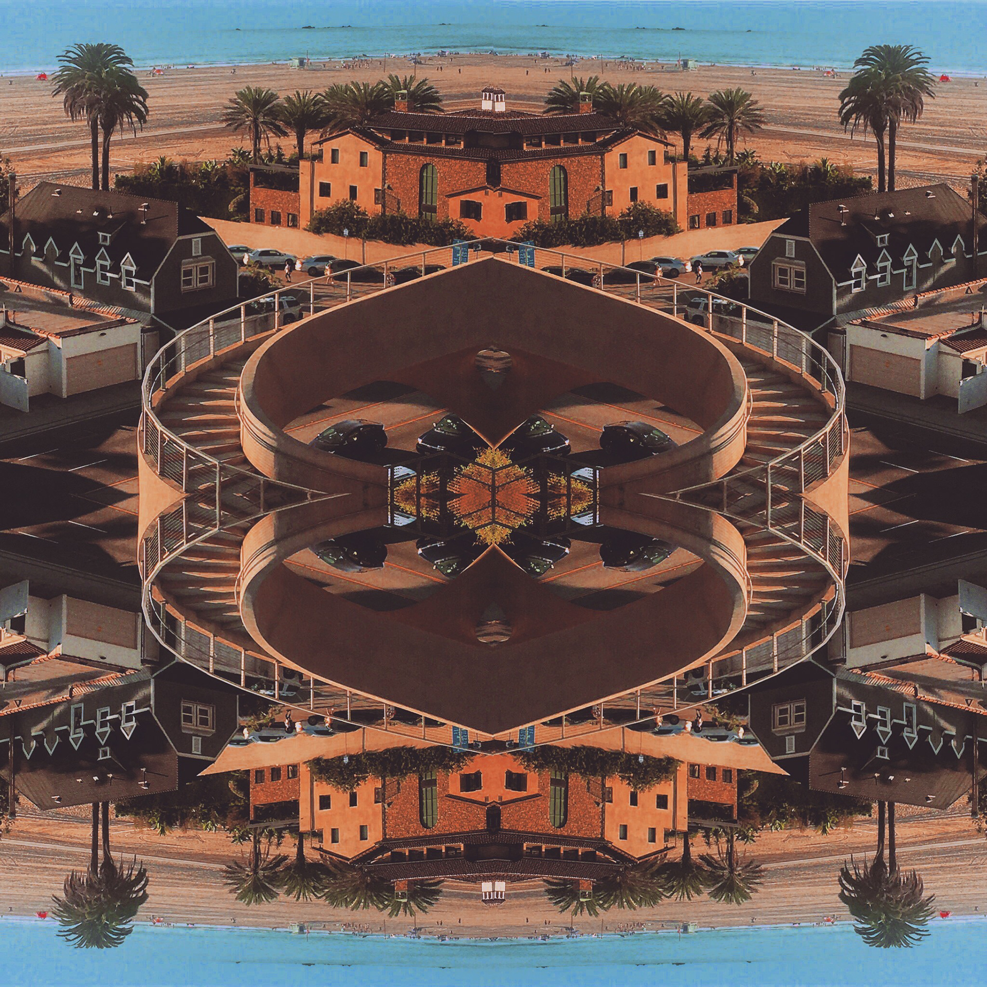 Patchwork of beach stairs