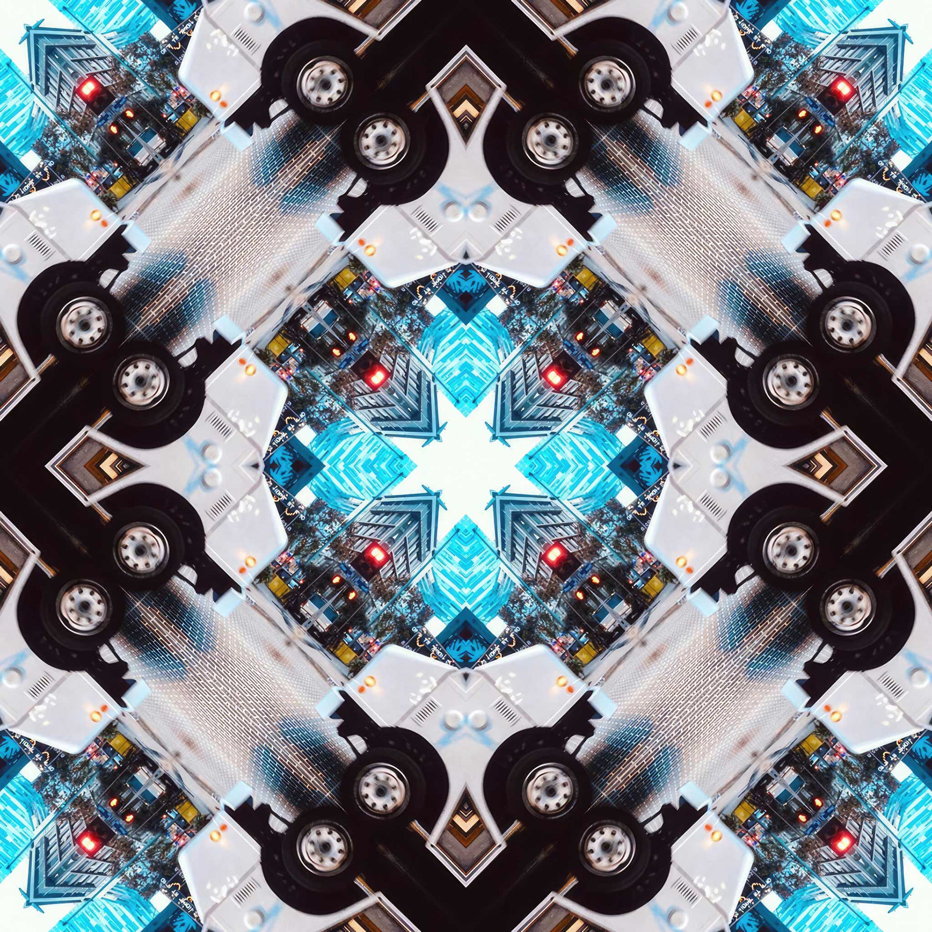 Patchwork of delivery truck