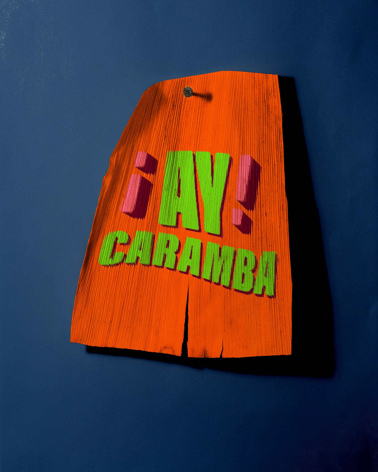 Tamale corn husk that says "Aye Caramba."