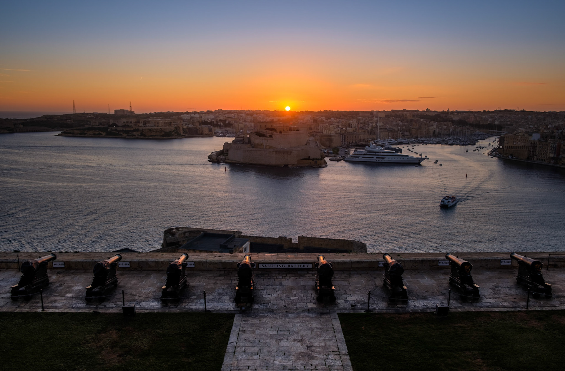 grand harbour - now a peaceful port in the middle of the middle see - once was a heavily contested military stronghold; during the great siege of malta six thousand knights of st. john and maltese soldiers defended three fortified cities of birgu, senglea against 36 thousand strong ottoman army;