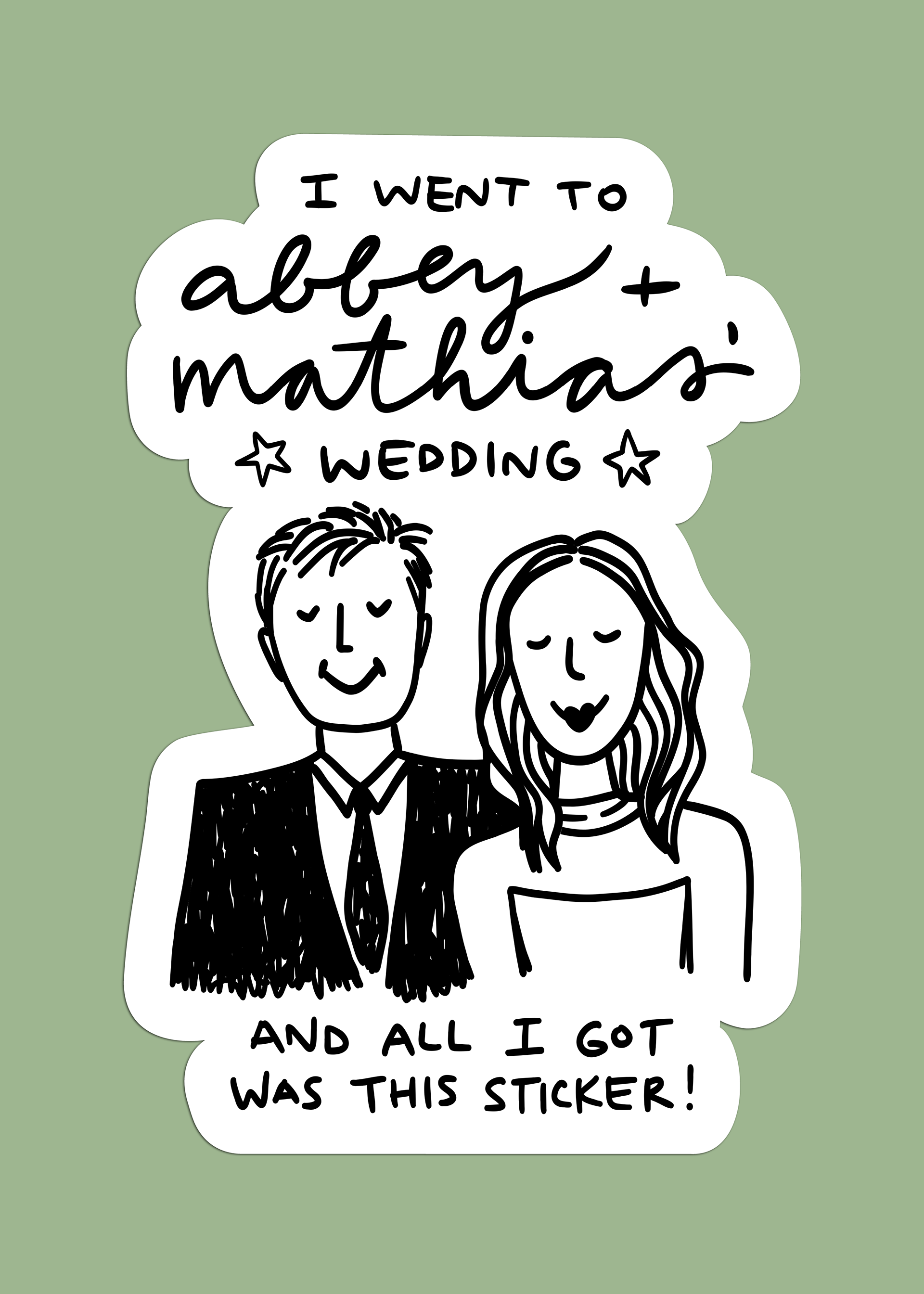 illustrated wedding sticker