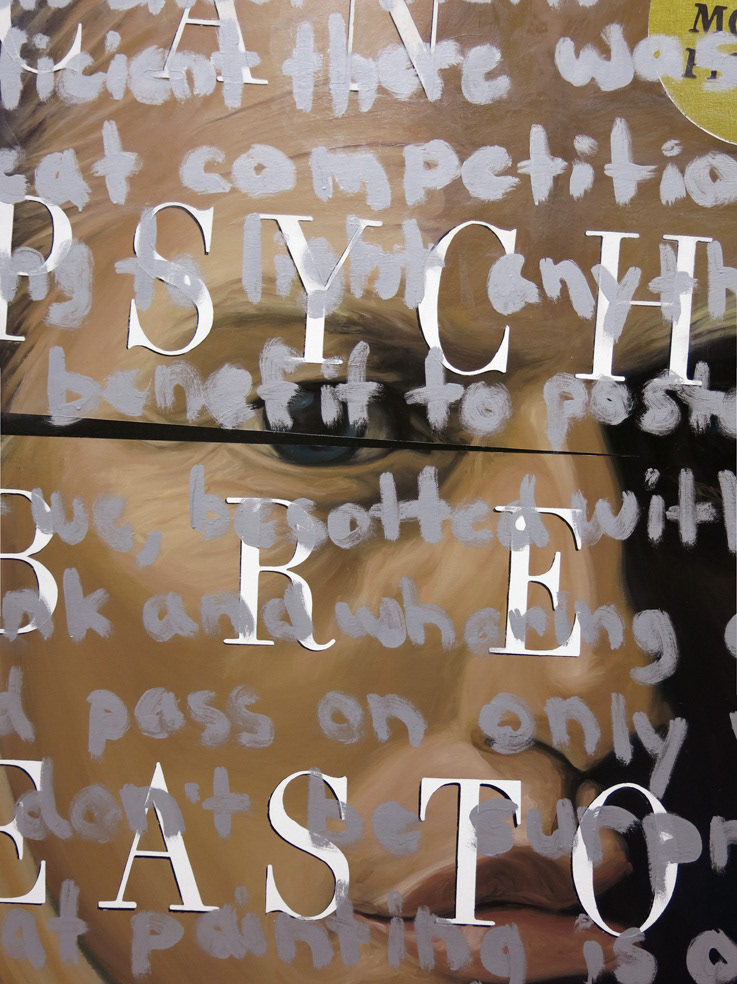 DETAIL Eumolpus' Reply (After Petronius and Bret Easton Ellis), 2014 /Oil, acrylic and metallic paint on linen/ 200 x 140 cm (approx. 78.75 x 55.1 inches)