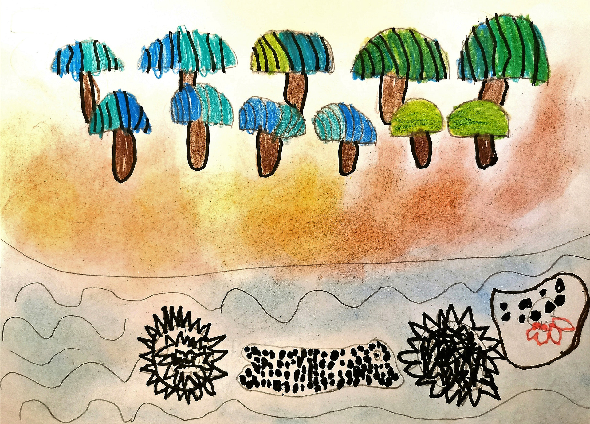 Beach with umbrellas