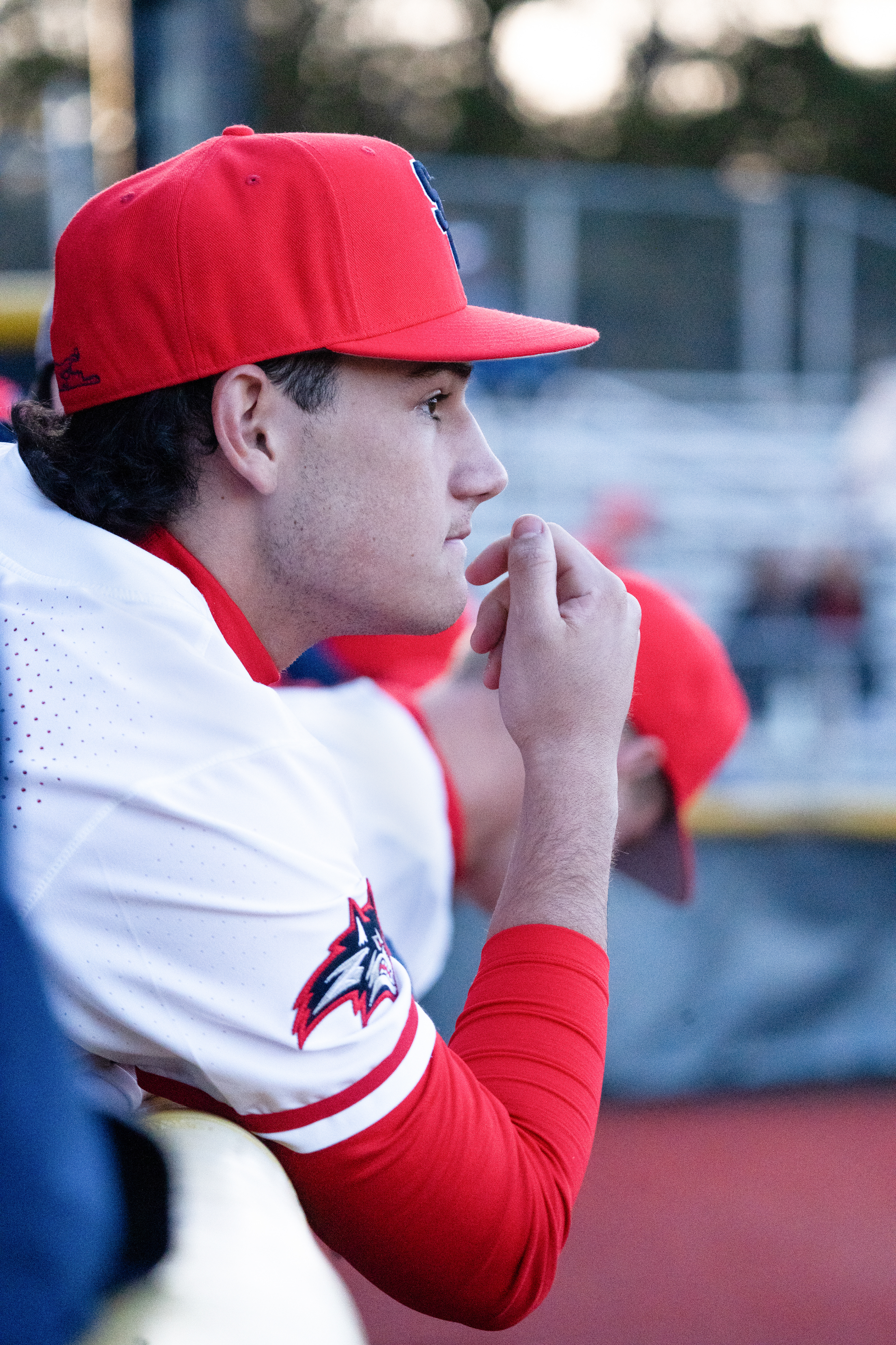 Erik Paulsen watching the action from the dugout - Stony Brook, NY 3/8/2024